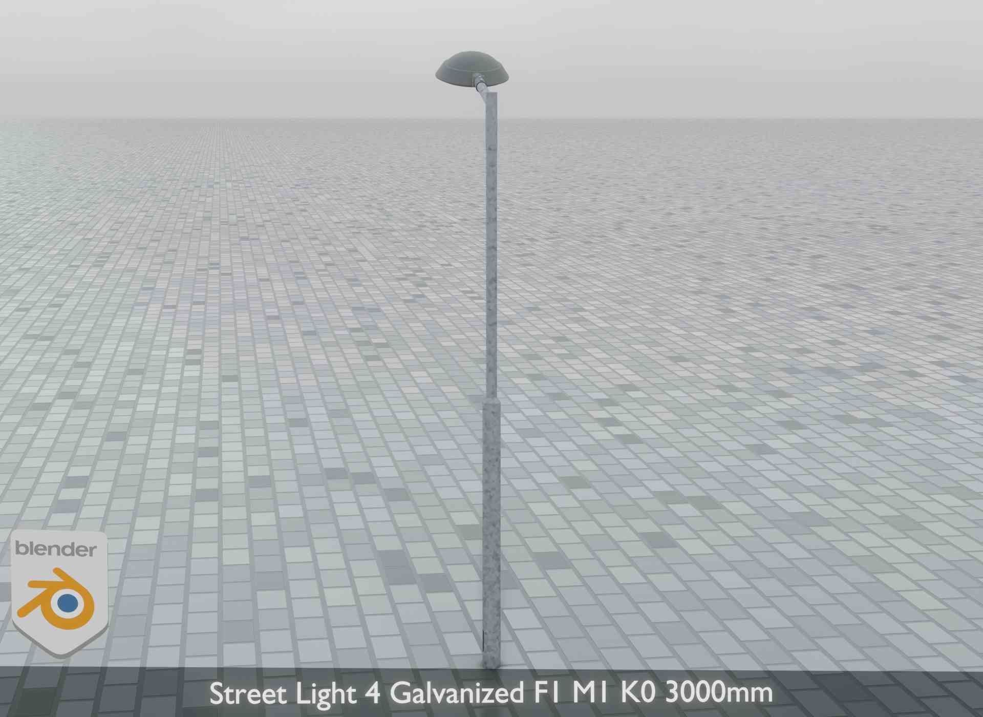 Street Light 4 Galvanized F1 M1 K0 3000mm Low-poly 3D model_11