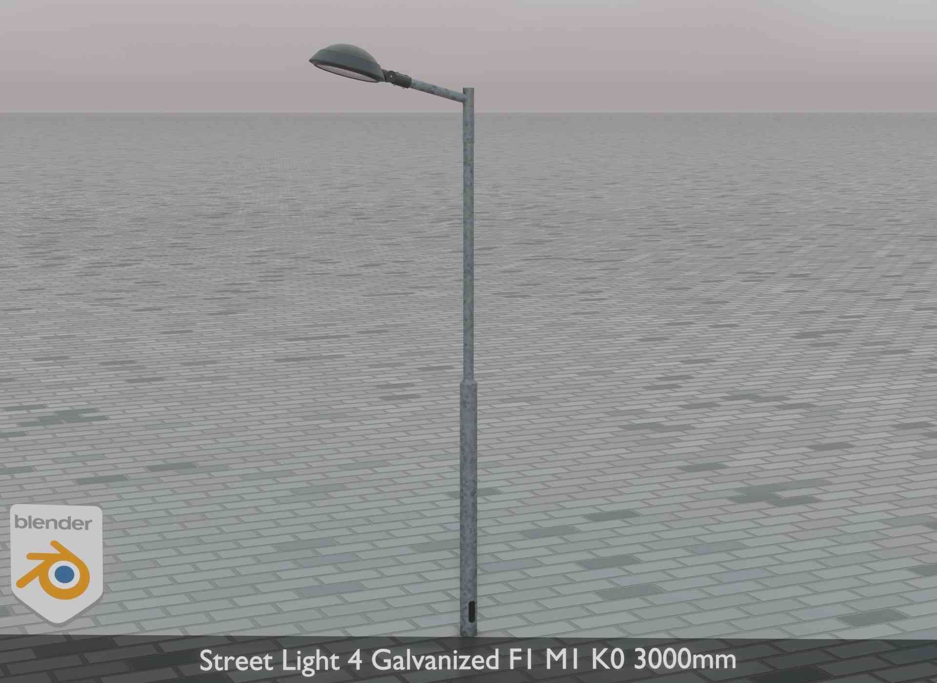 Street Light 4 Galvanized F1 M1 K0 3000mm Low-poly 3D model_78