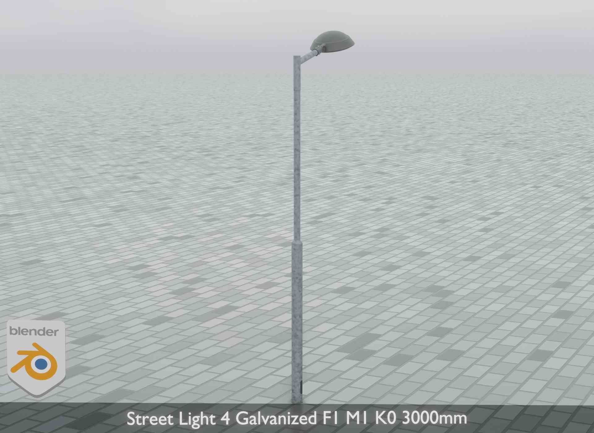 Street Light 4 Galvanized F1 M1 K0 3000mm Low-poly 3D model_15