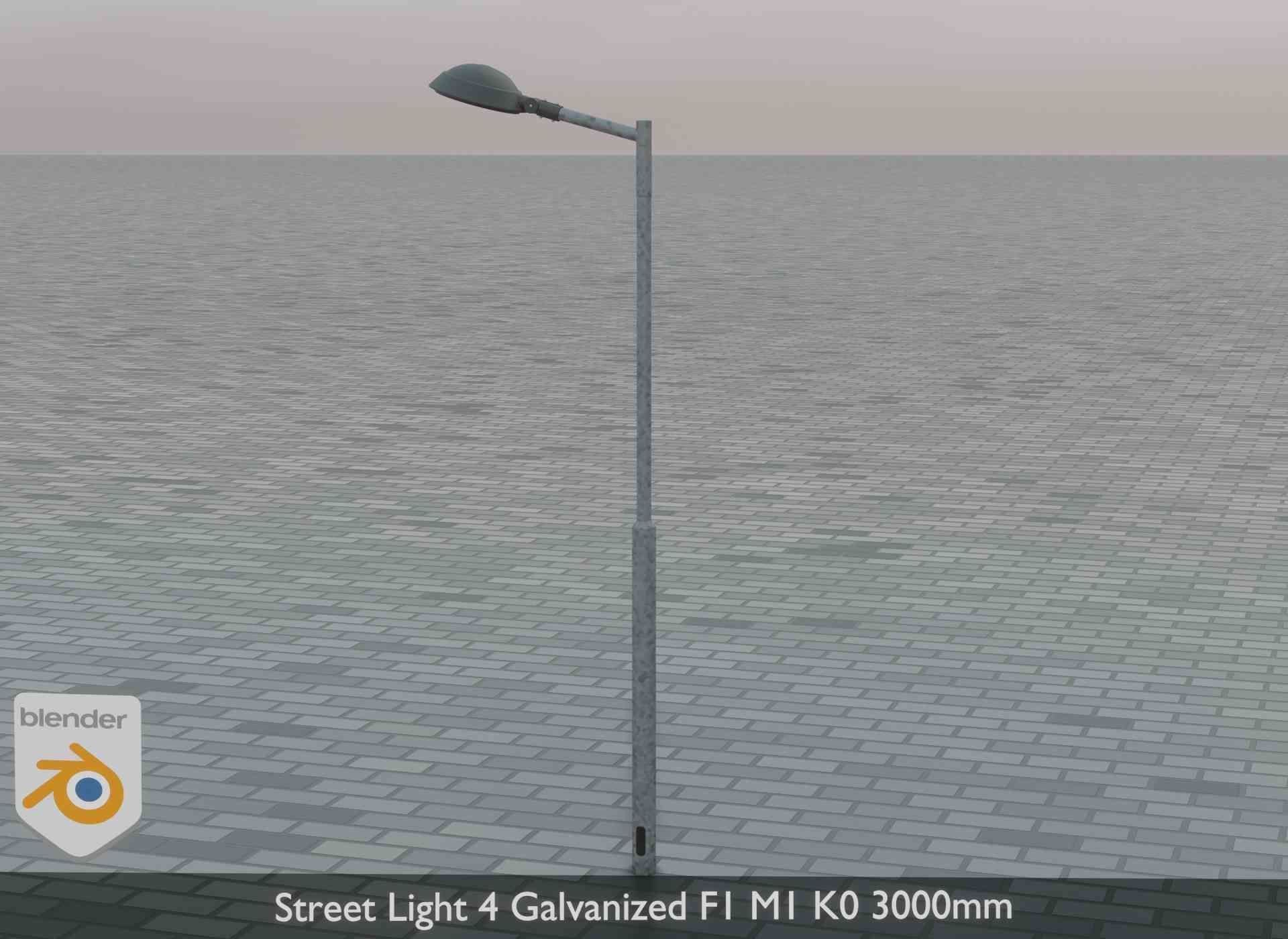 Street Light 4 Galvanized F1 M1 K0 3000mm Low-poly 3D model_4