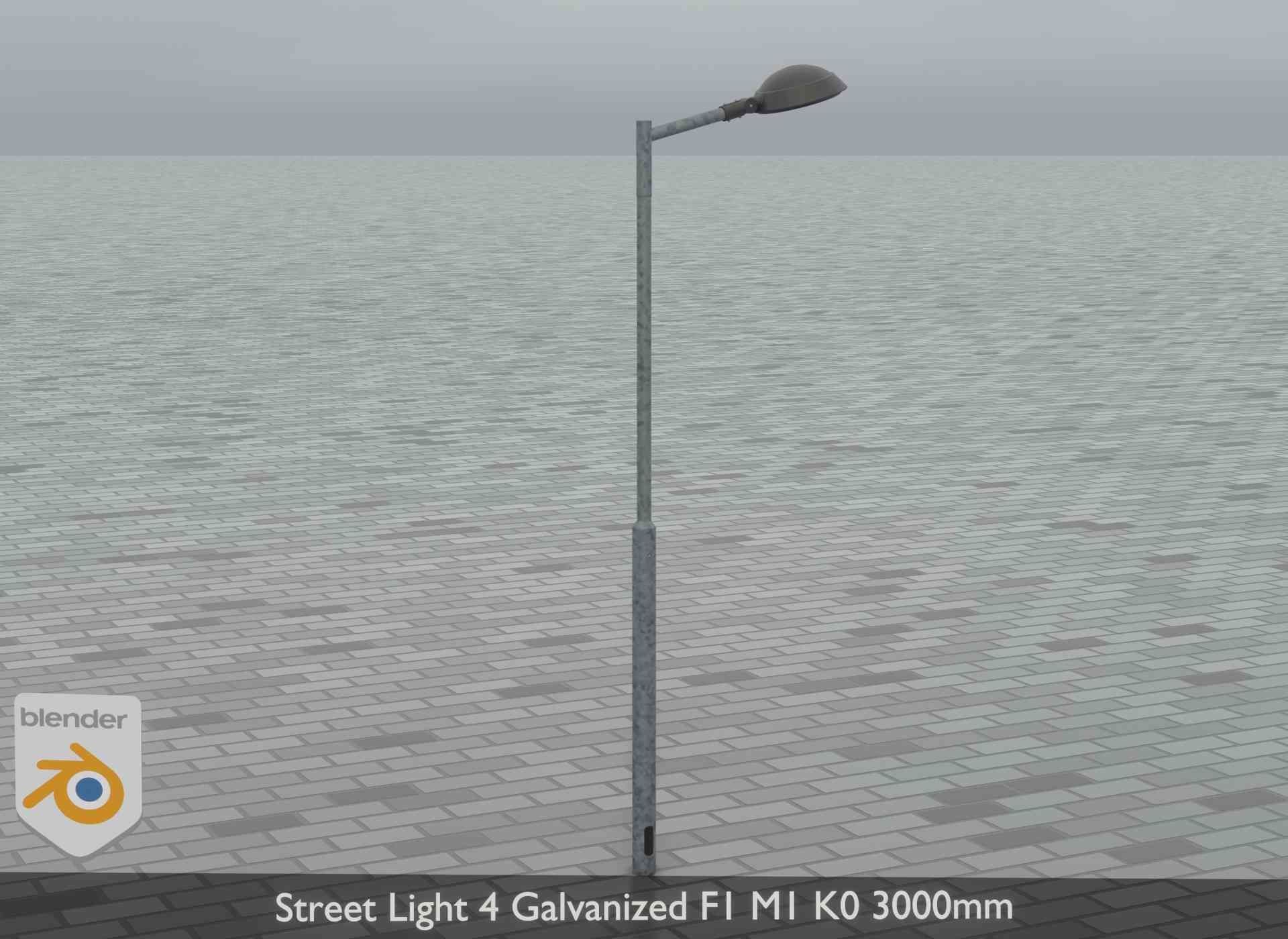 Street Light 4 Galvanized F1 M1 K0 3000mm Low-poly 3D model_19