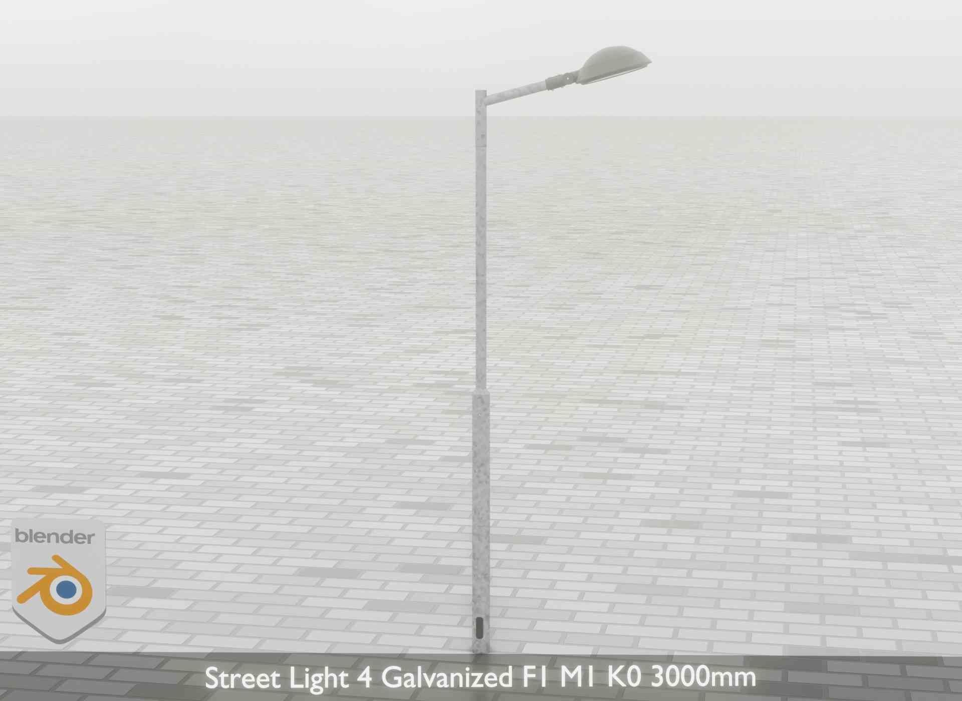 Street Light 4 Galvanized F1 M1 K0 3000mm Low-poly 3D model_62