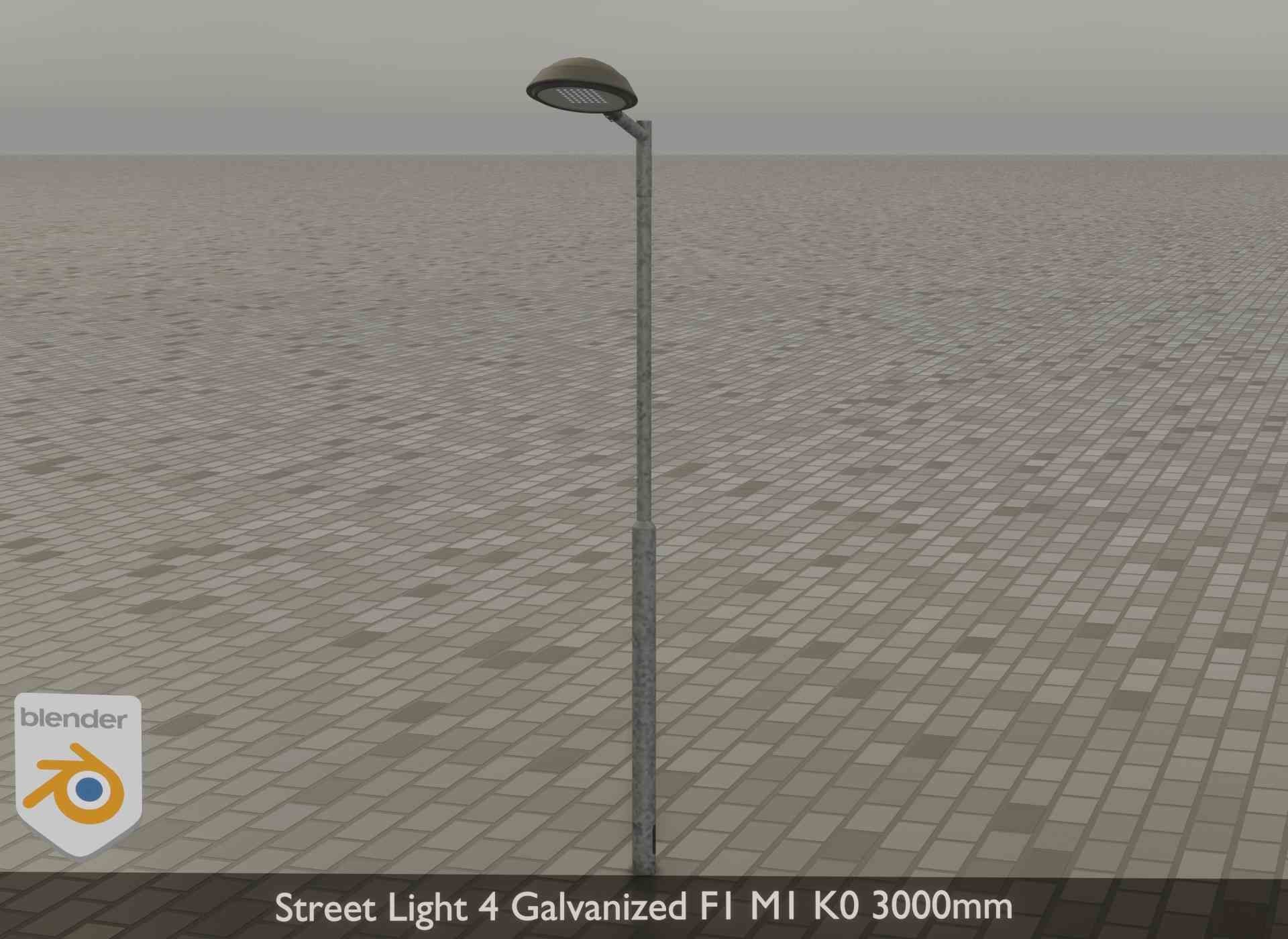 Street Light 4 Galvanized F1 M1 K0 3000mm Low-poly 3D model_33