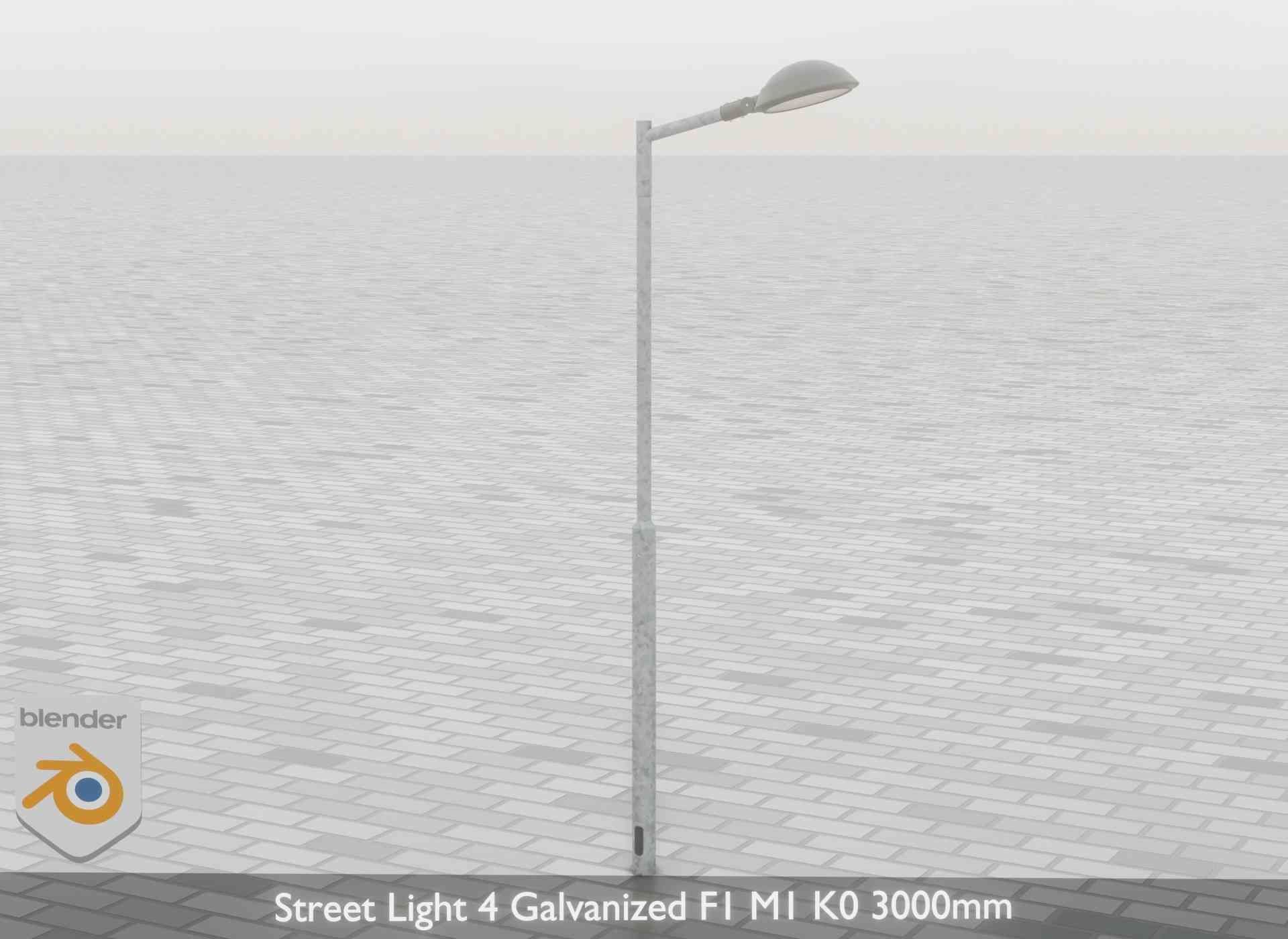 Street Light 4 Galvanized F1 M1 K0 3000mm Low-poly 3D model_64