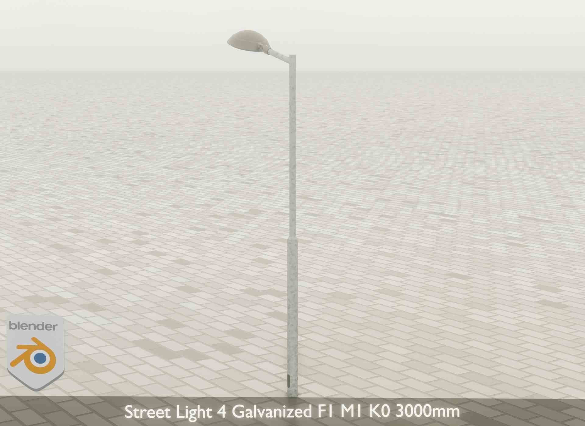 Street Light 4 Galvanized F1 M1 K0 3000mm Low-poly 3D model_47