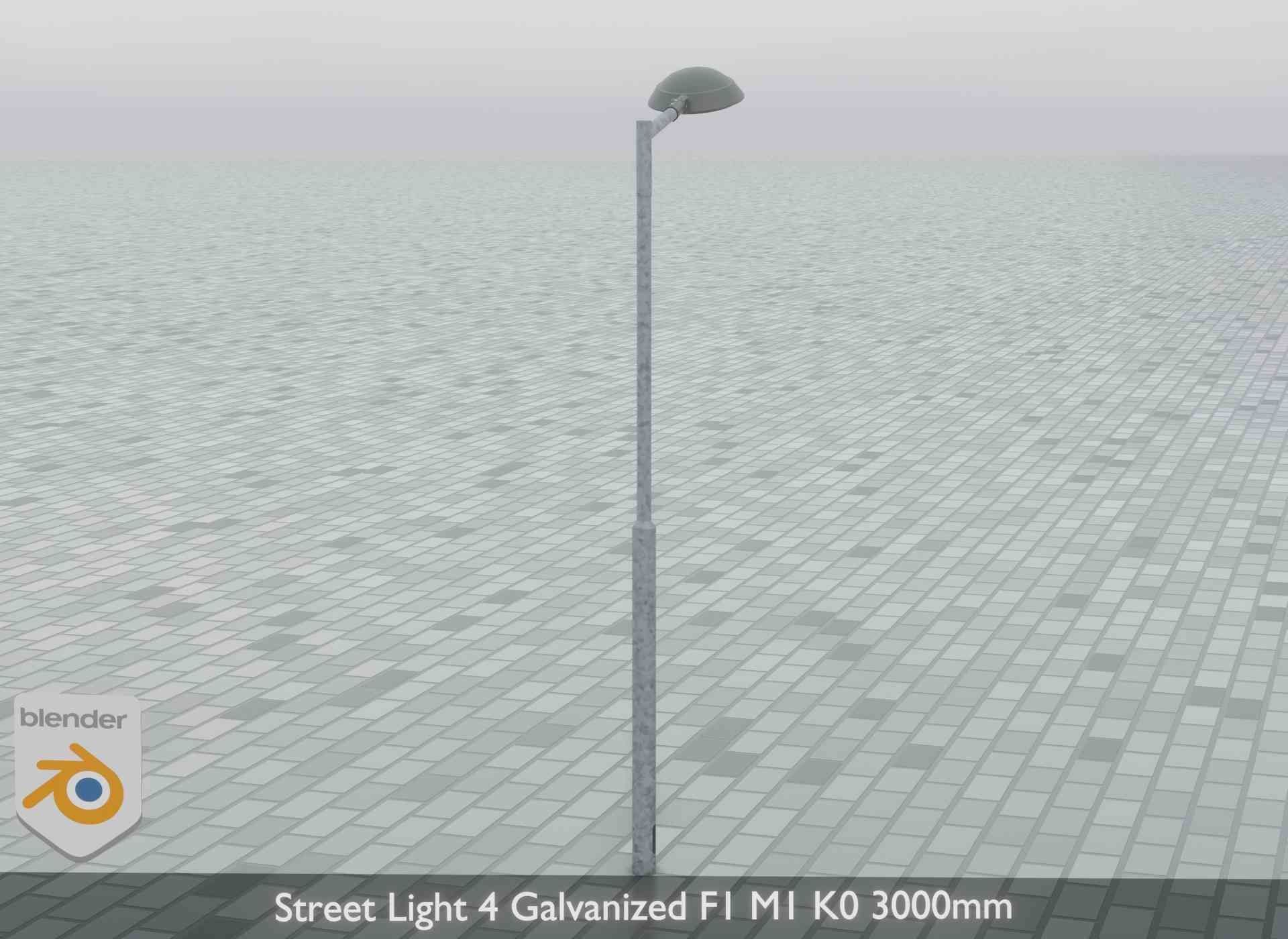Street Light 4 Galvanized F1 M1 K0 3000mm Low-poly 3D model_14