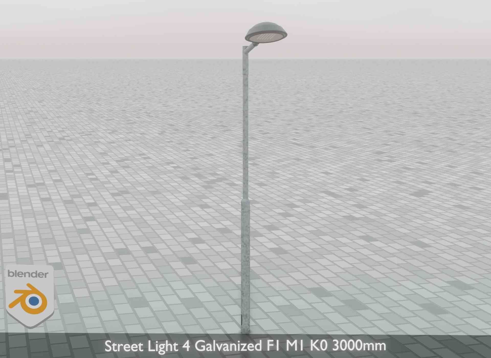 Street Light 4 Galvanized F1 M1 K0 3000mm Low-poly 3D model_69