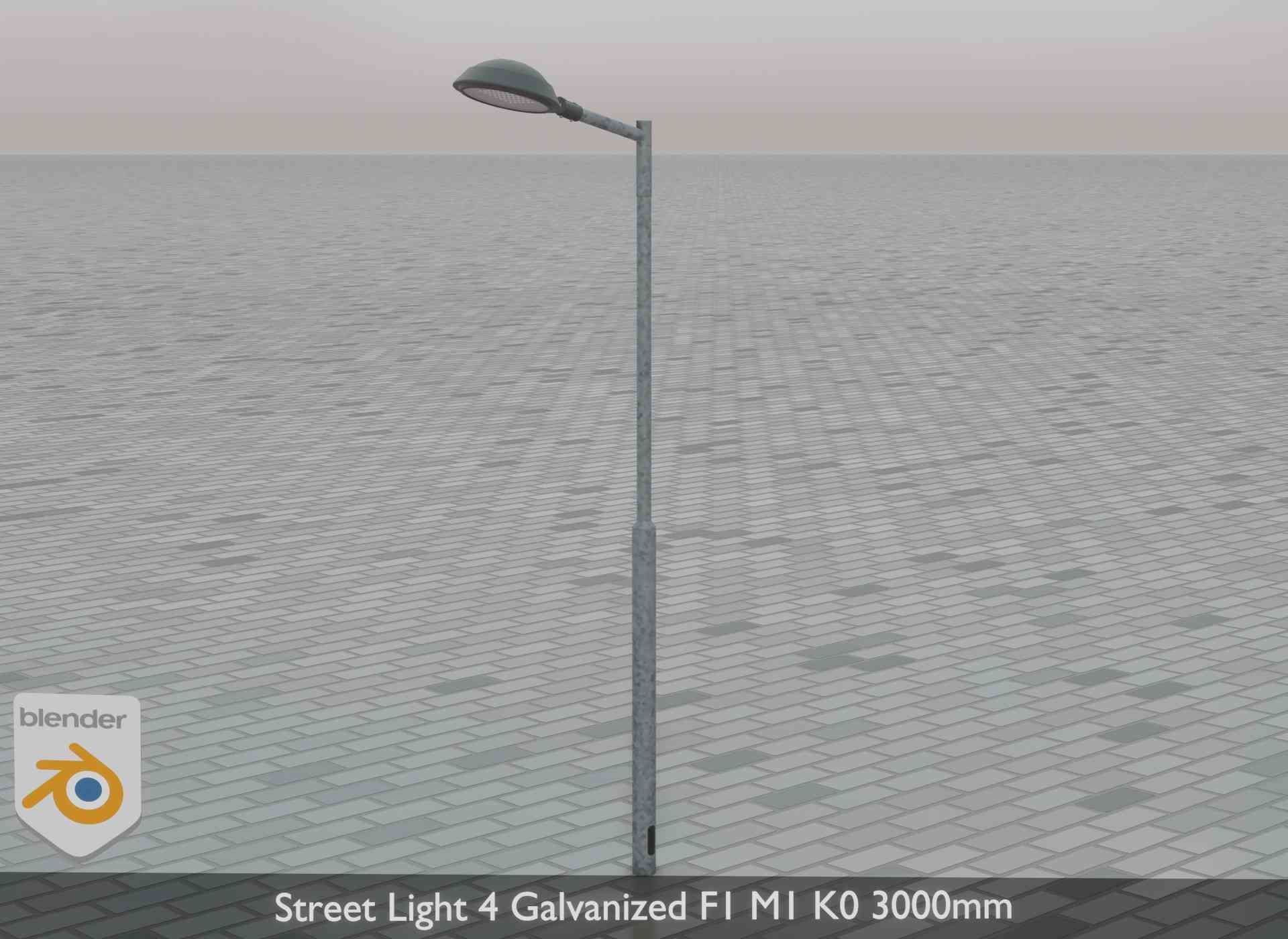 Street Light 4 Galvanized F1 M1 K0 3000mm Low-poly 3D model_76