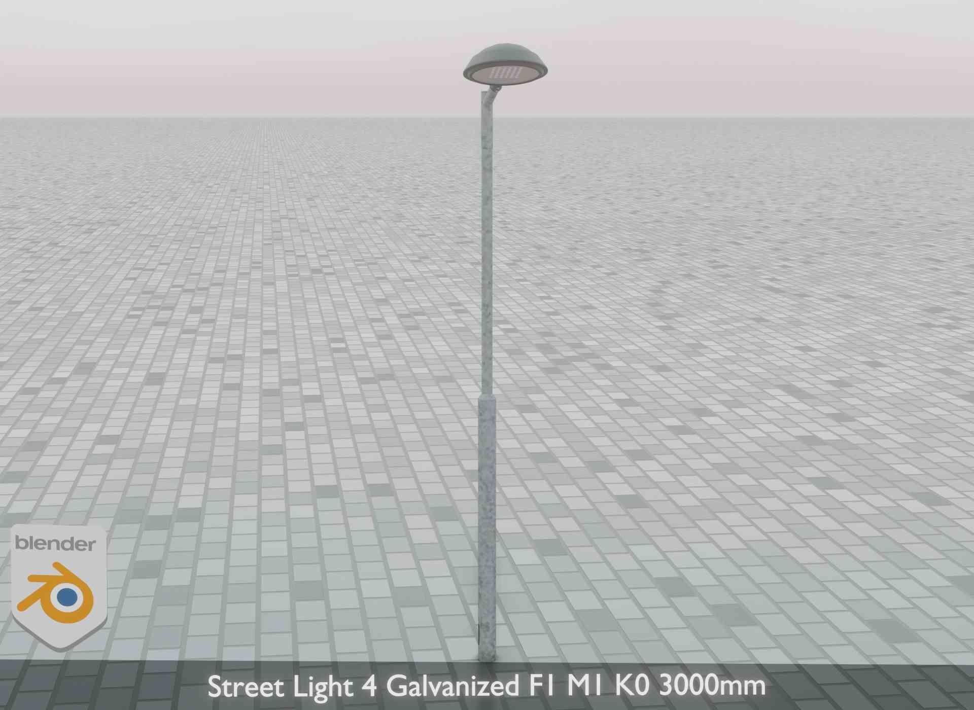 Street Light 4 Galvanized F1 M1 K0 3000mm Low-poly 3D model_70