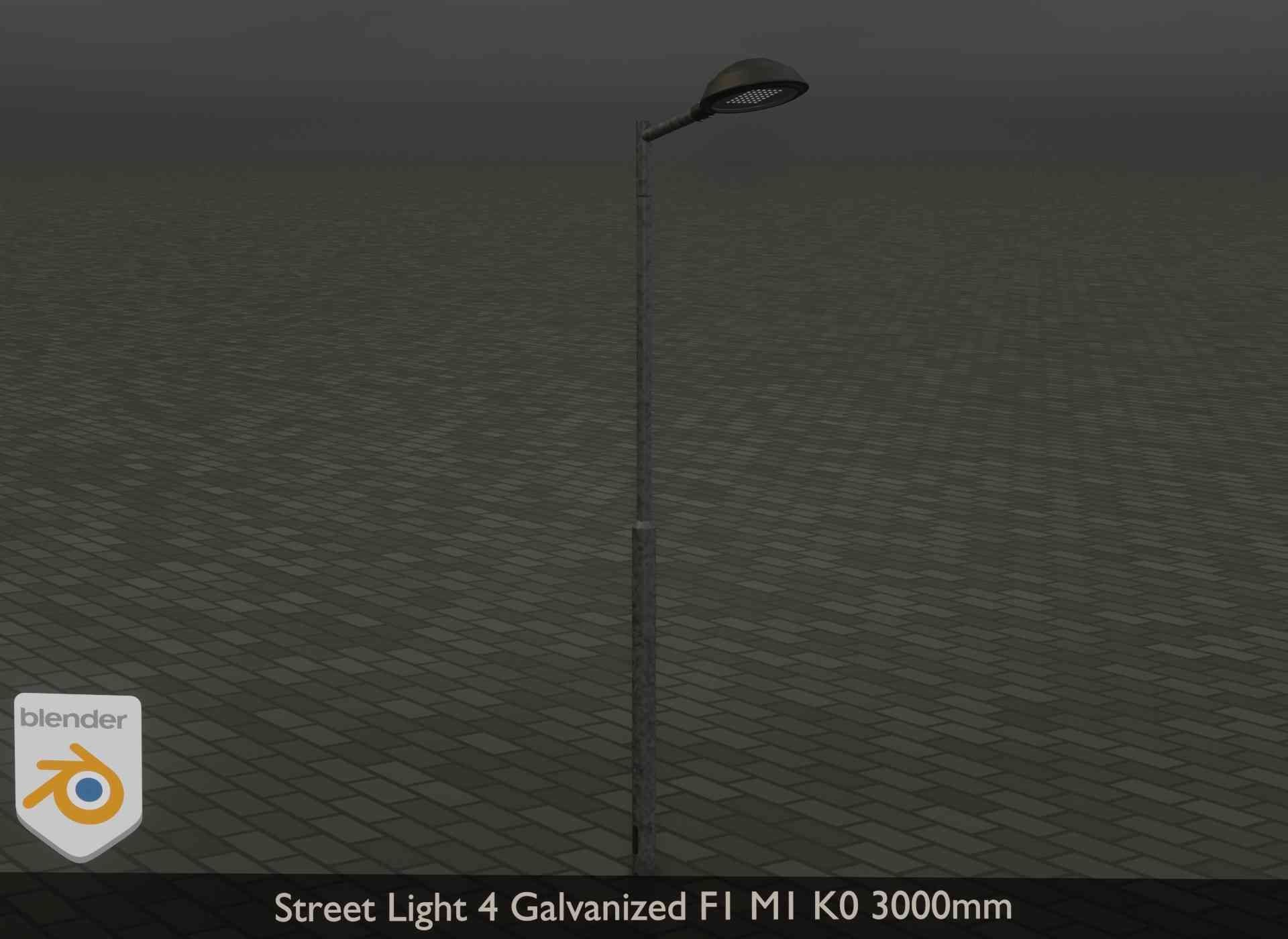 Street Light 4 Galvanized F1 M1 K0 3000mm Low-poly 3D model_27