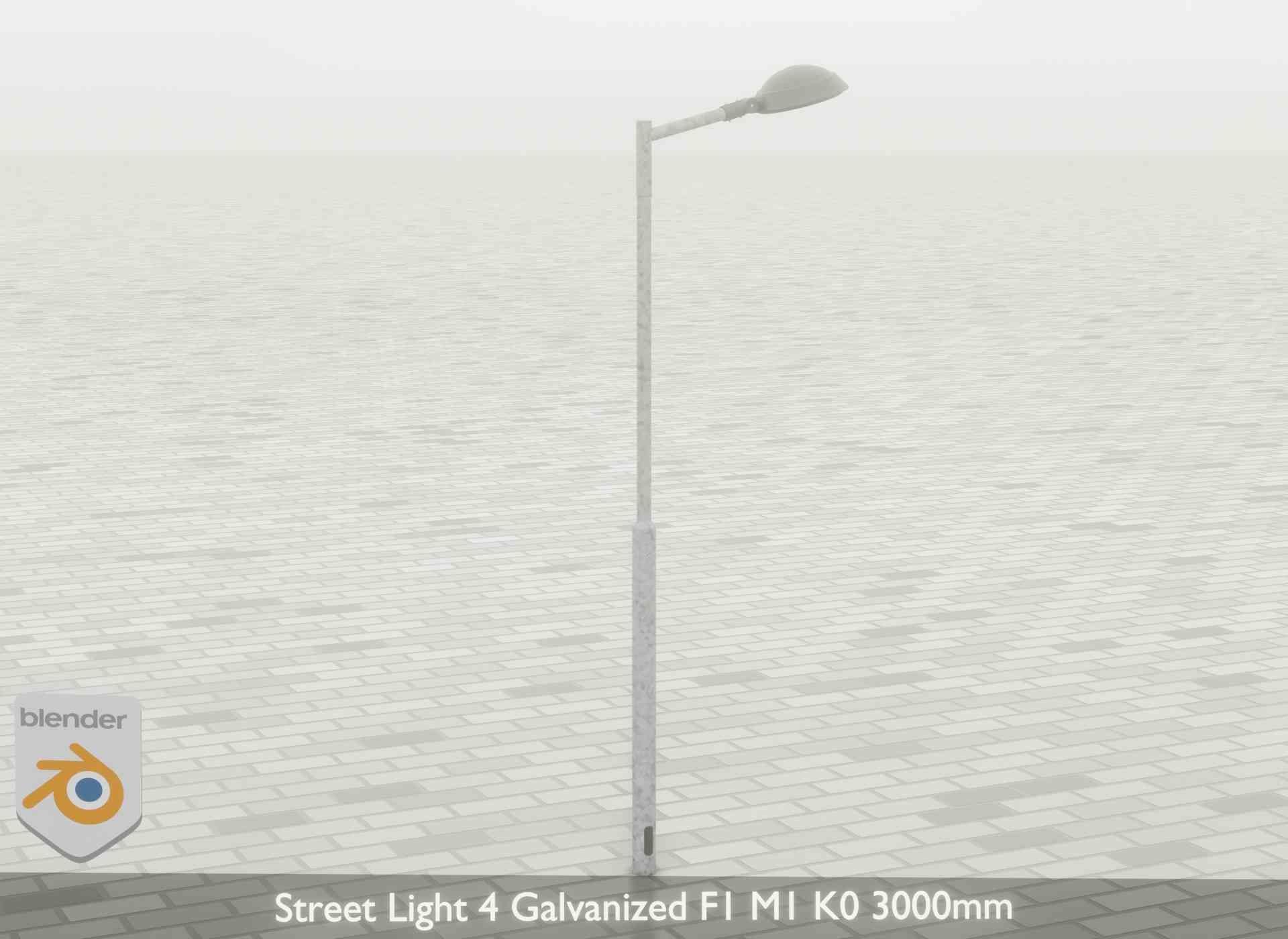 Street Light 4 Galvanized F1 M1 K0 3000mm Low-poly 3D model_58