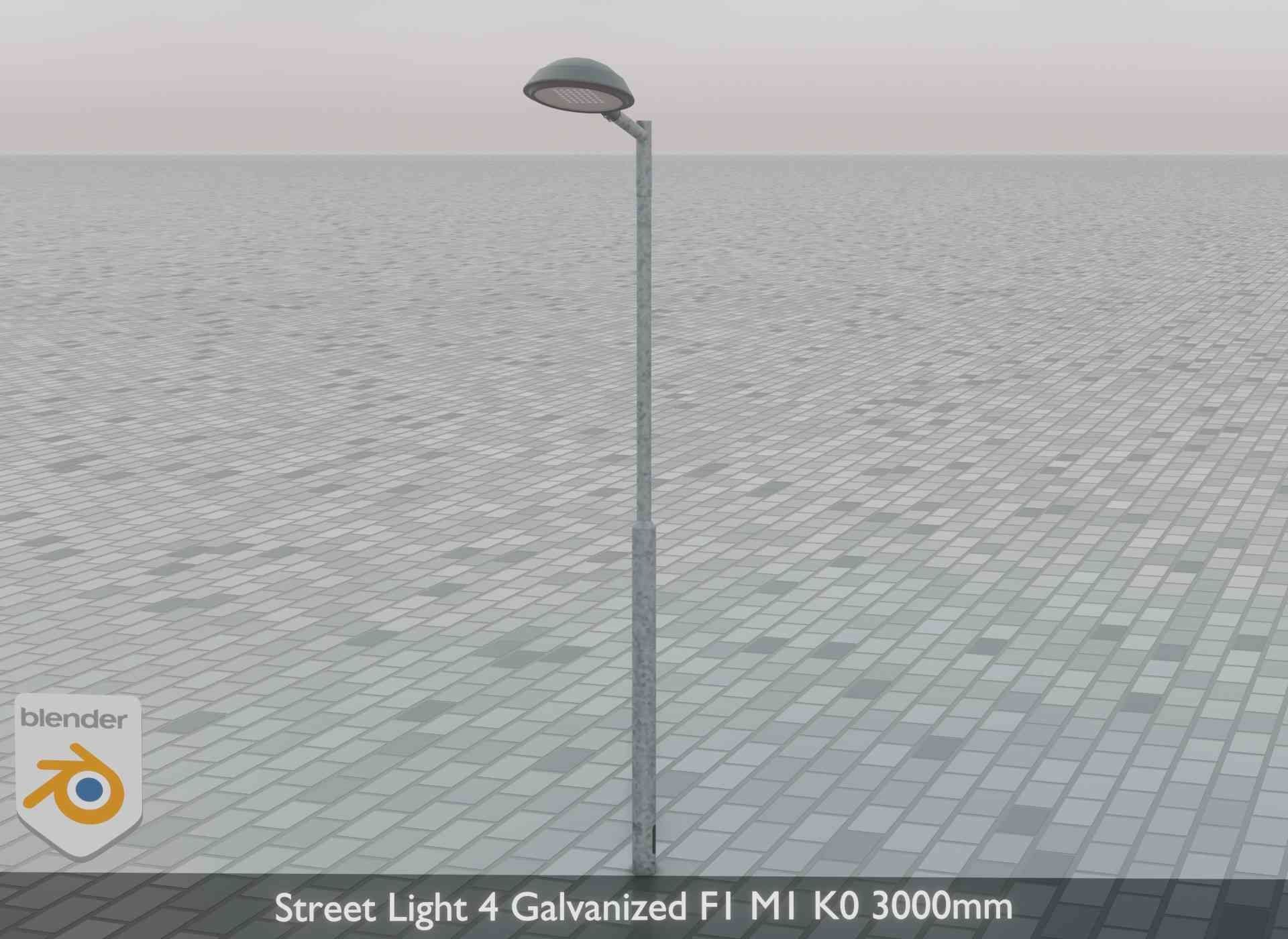 Street Light 4 Galvanized F1 M1 K0 3000mm Low-poly 3D model_73