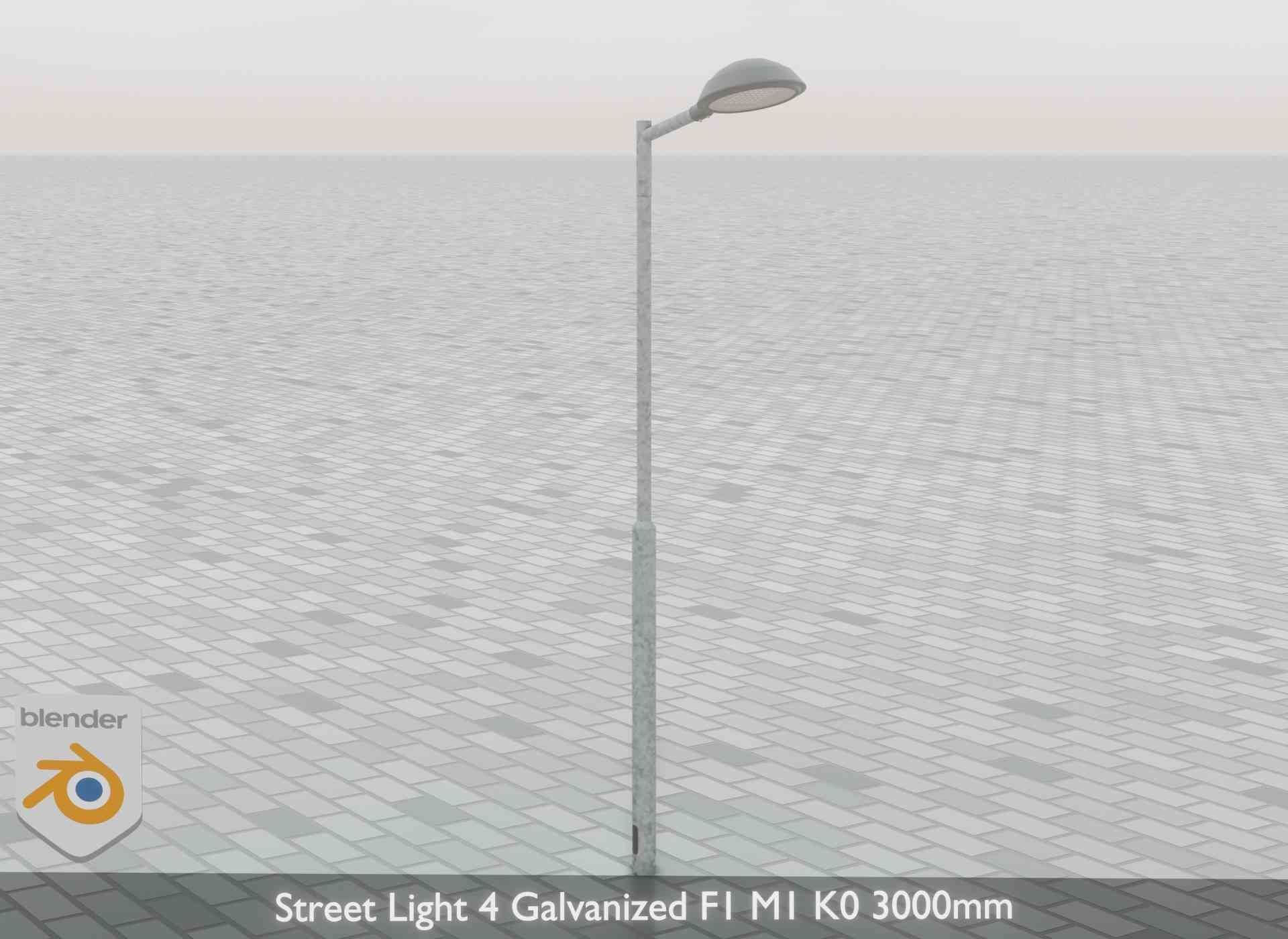Street Light 4 Galvanized F1 M1 K0 3000mm Low-poly 3D model_67