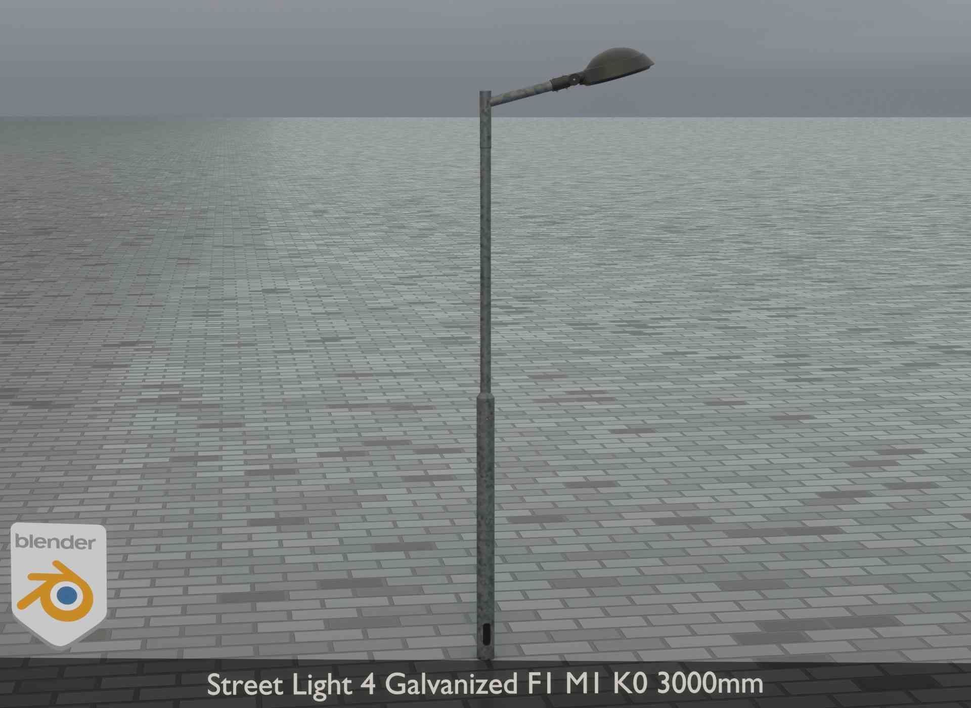 Street Light 4 Galvanized F1 M1 K0 3000mm Low-poly 3D model_21