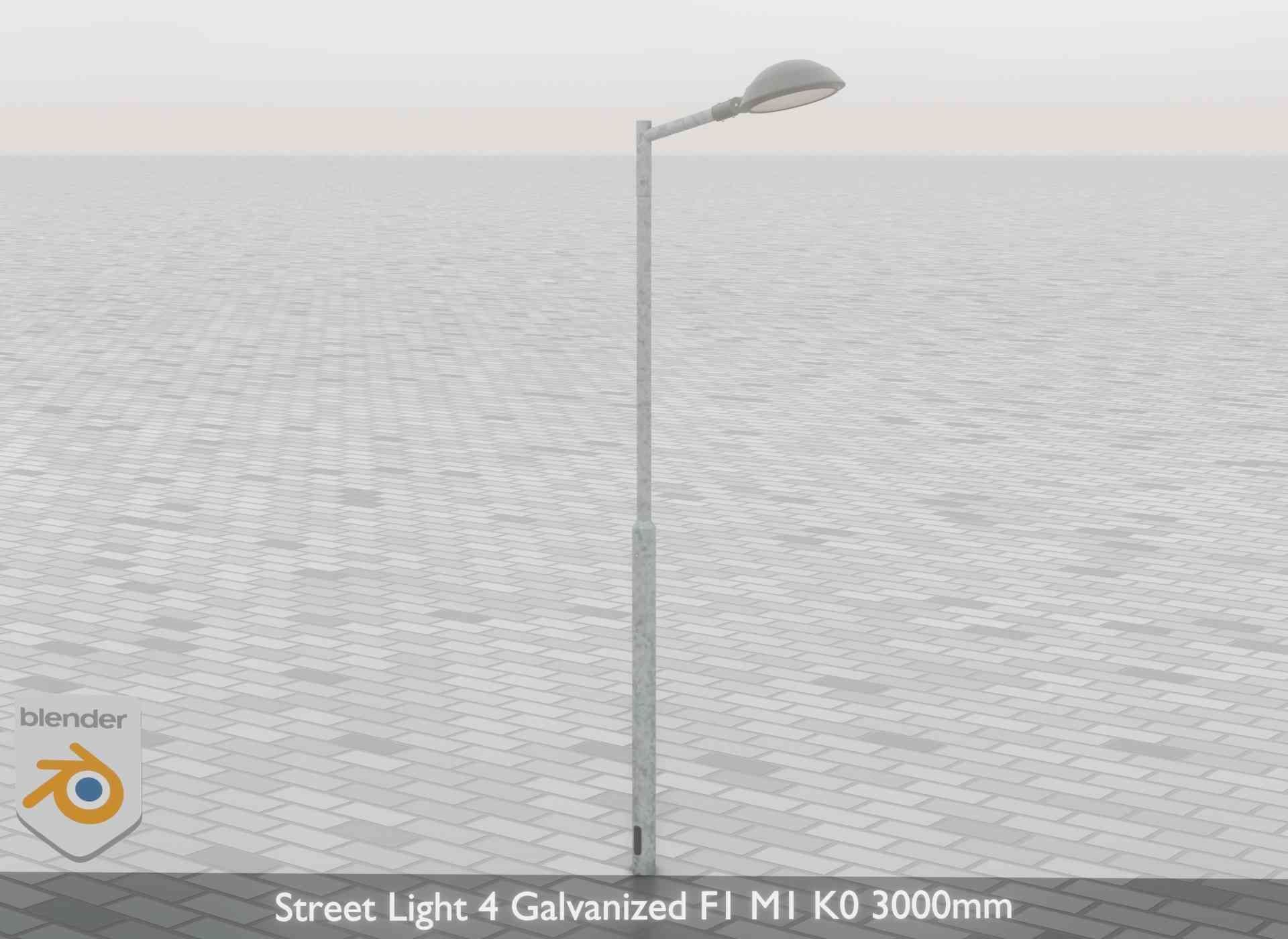 Street Light 4 Galvanized F1 M1 K0 3000mm Low-poly 3D model_65
