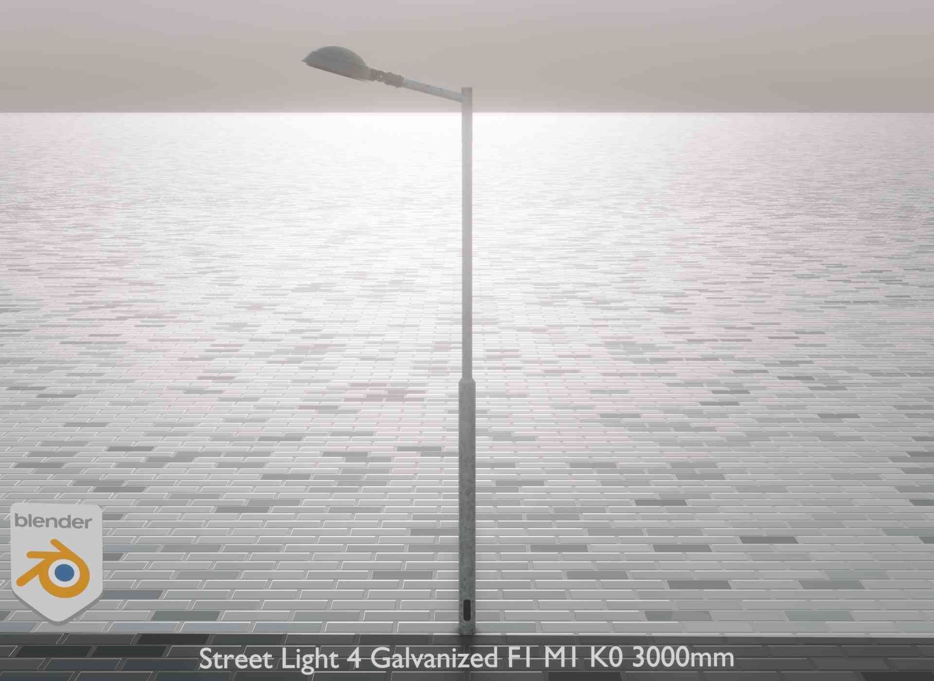 Street Light 4 Galvanized F1 M1 K0 3000mm Low-poly 3D model_1