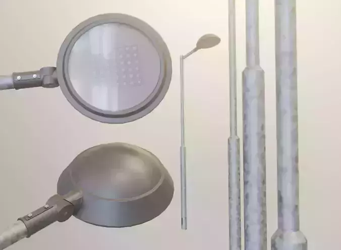 Street Light 4 Galvanized F1 M1 K0 3000mm Low-poly 3D model