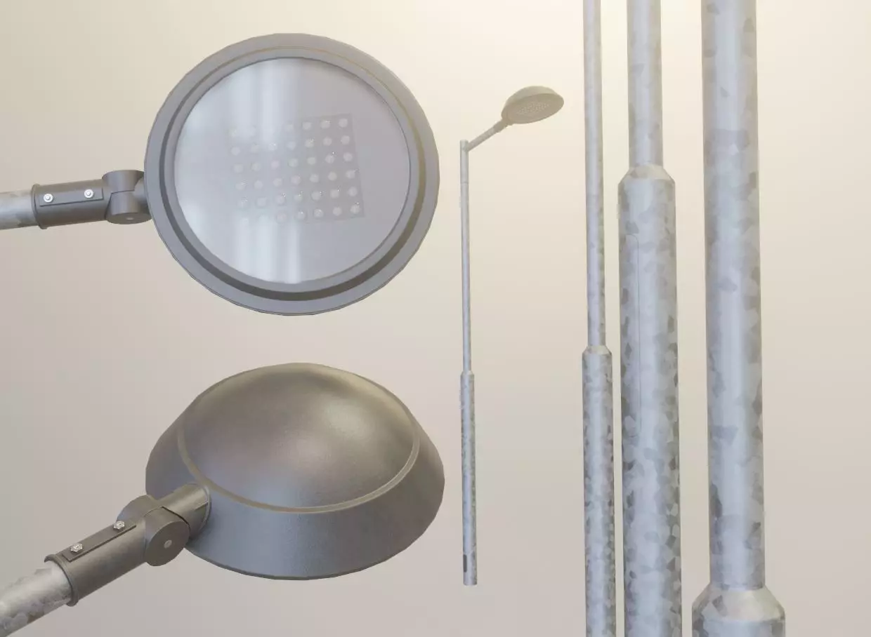 Street Light 4 Galvanized F1 M1 K0 3000mm Low-poly 3D model_0