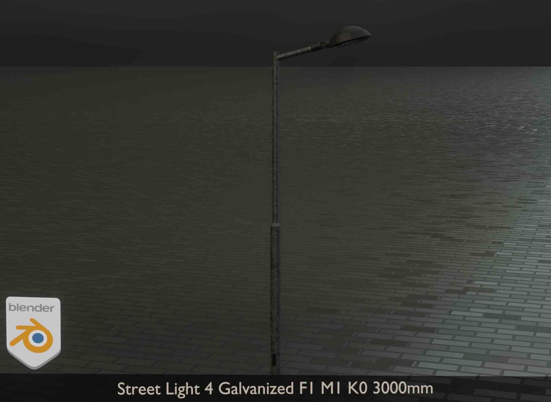 Street Light 4 Galvanized F1 M1 K0 3000mm Low-poly 3D model_23