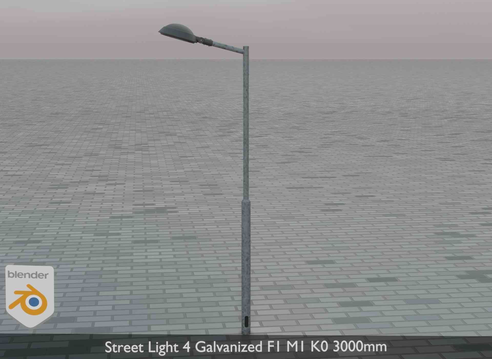 Street Light 4 Galvanized F1 M1 K0 3000mm Low-poly 3D model_80