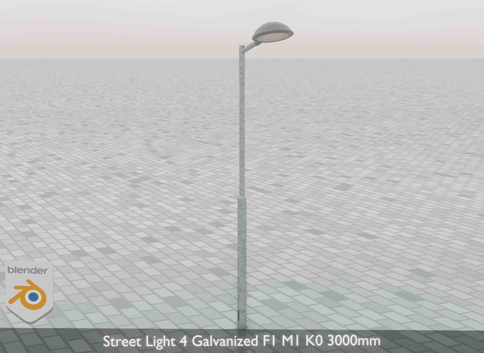 Street Light 4 Galvanized F1 M1 K0 3000mm Low-poly 3D model_68