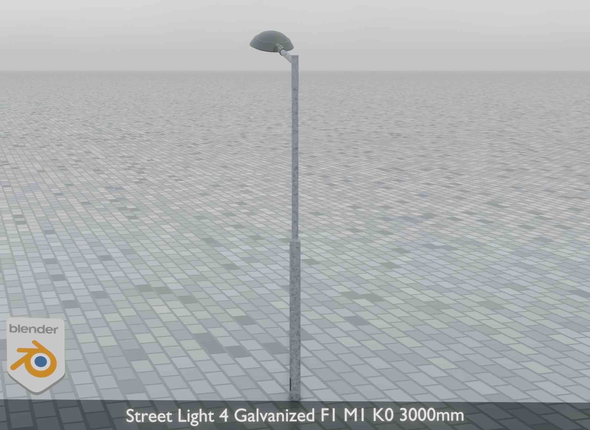 Street Light 4 Galvanized F1 M1 K0 3000mm Low-poly 3D model_10