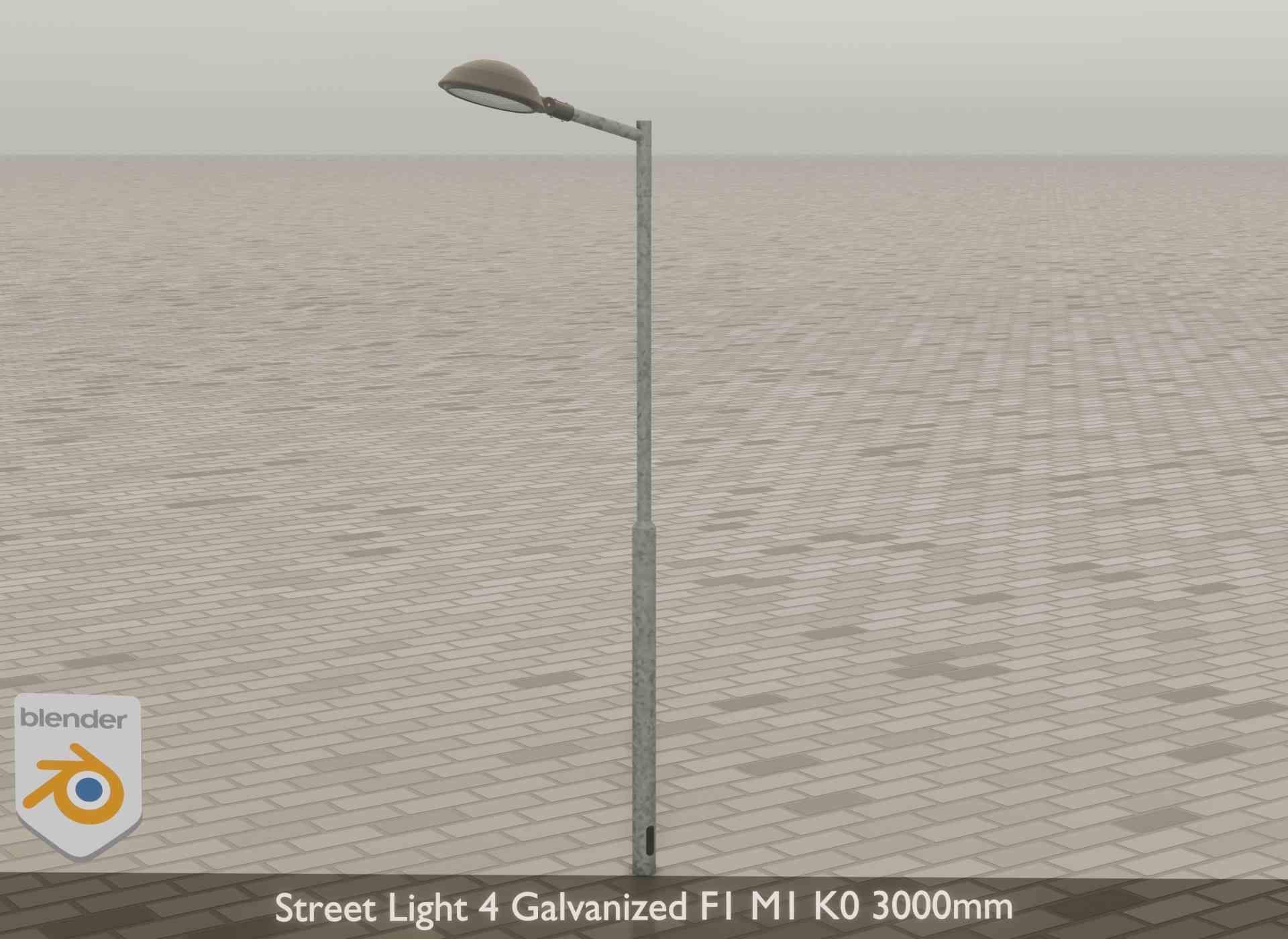 Street Light 4 Galvanized F1 M1 K0 3000mm Low-poly 3D model_37