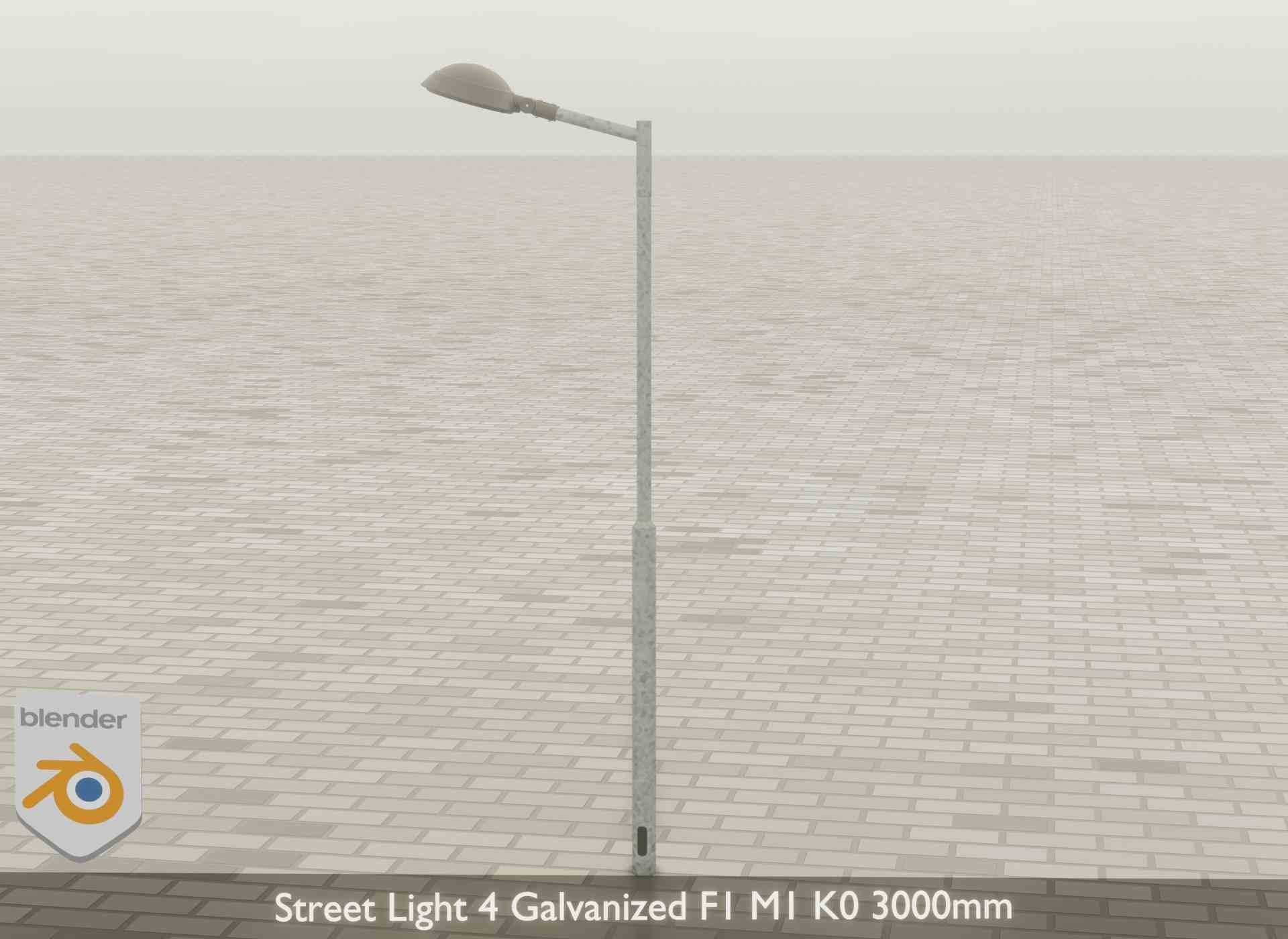 Street Light 4 Galvanized F1 M1 K0 3000mm Low-poly 3D model_42