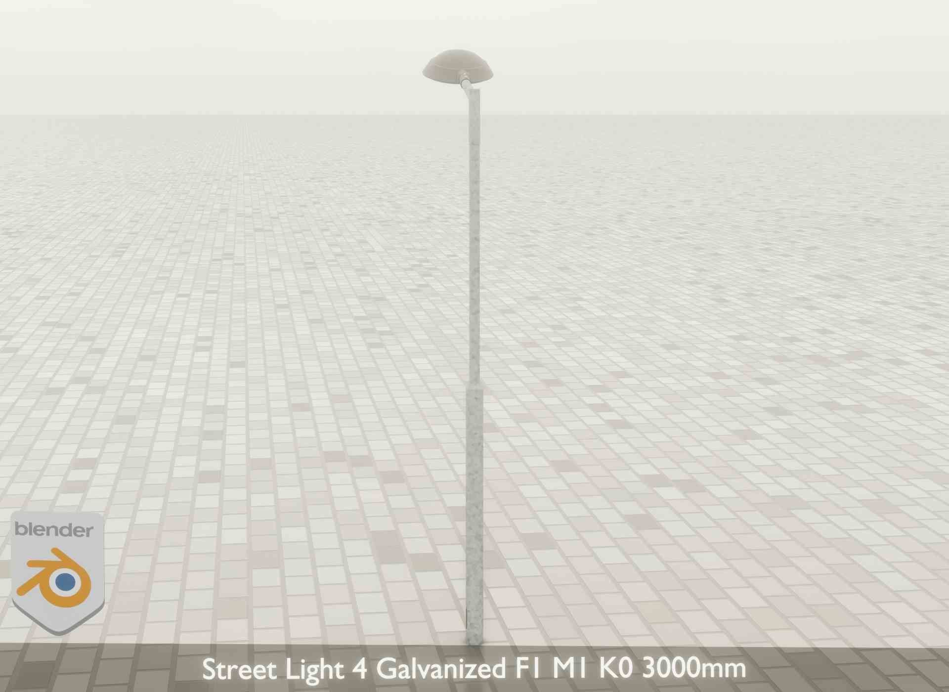 Street Light 4 Galvanized F1 M1 K0 3000mm Low-poly 3D model_50