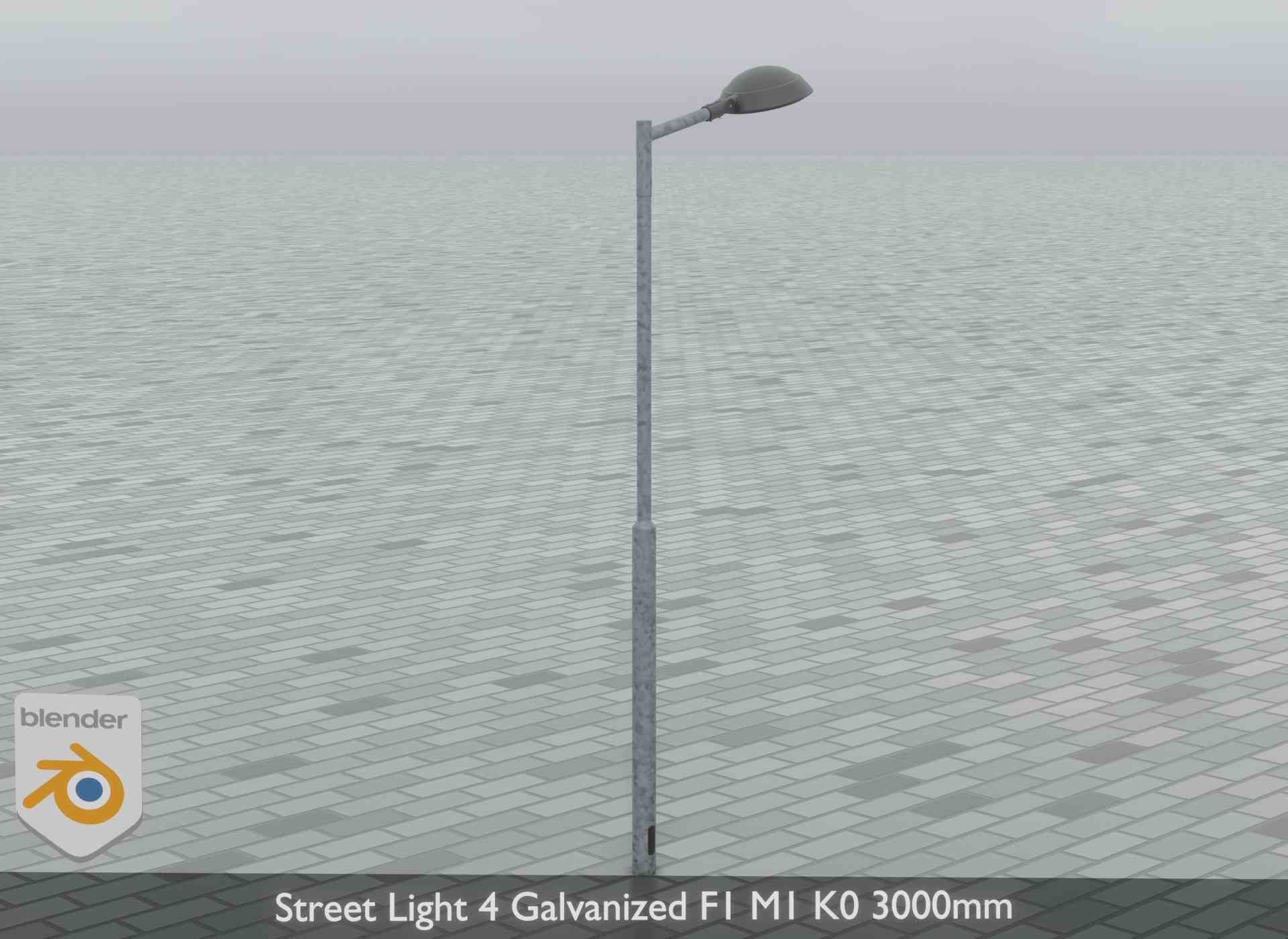 Street Light 4 Galvanized F1 M1 K0 3000mm Low-poly 3D model_17