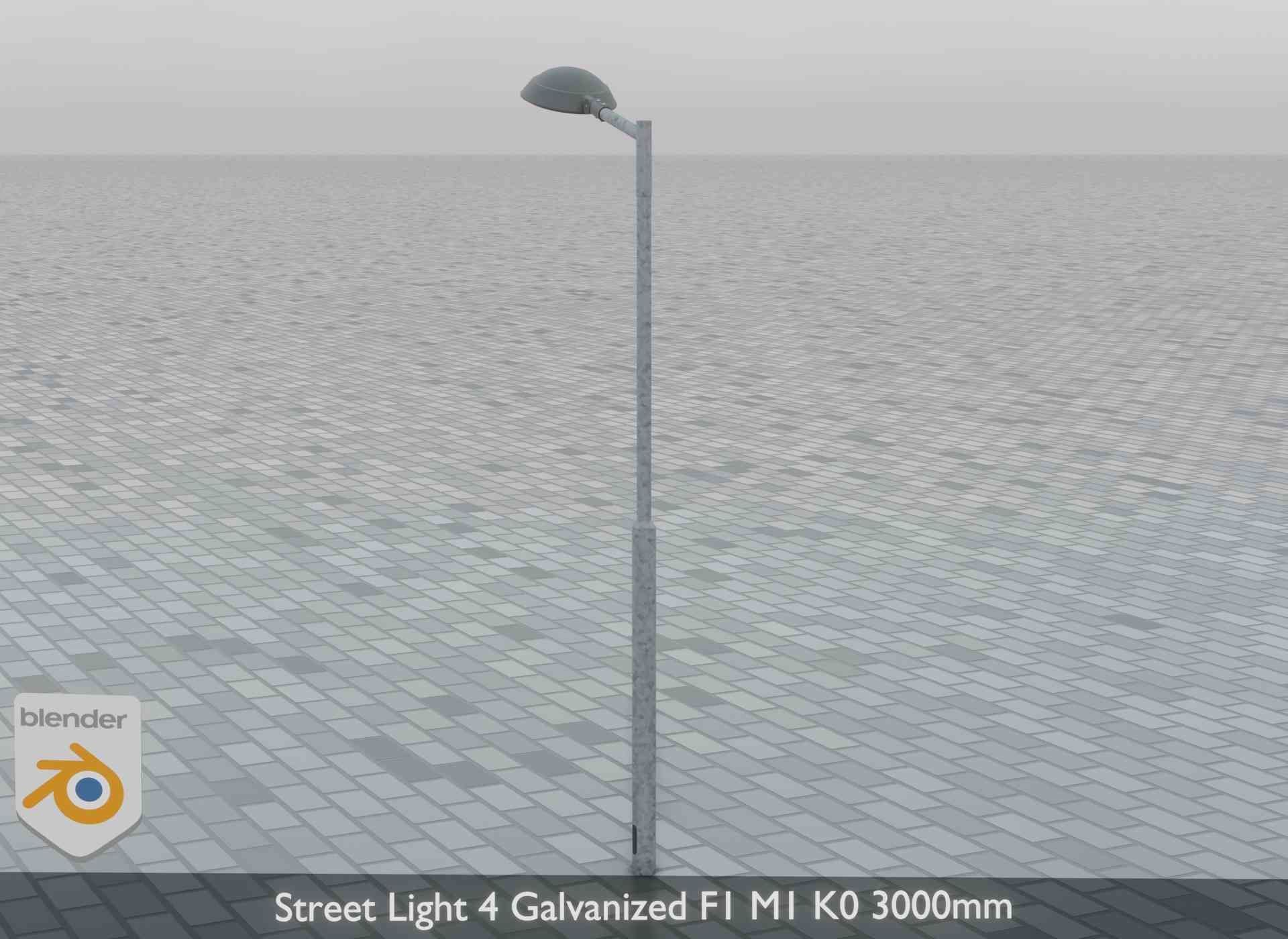 Street Light 4 Galvanized F1 M1 K0 3000mm Low-poly 3D model_9