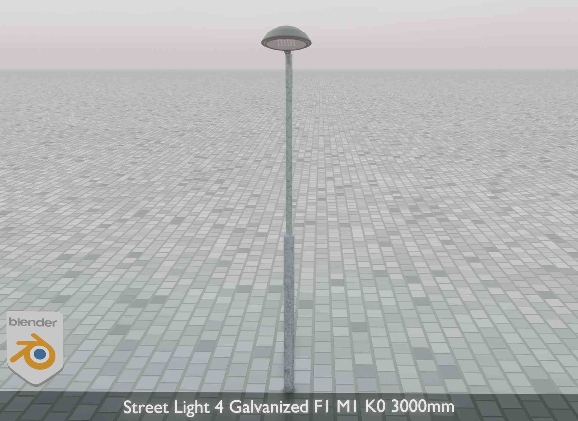 Street Light 4 Galvanized F1 M1 K0 3000mm Low-poly 3D model_71