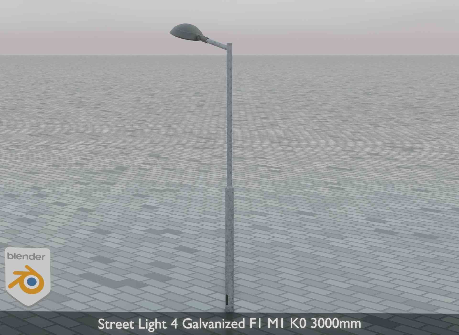 Street Light 4 Galvanized F1 M1 K0 3000mm Low-poly 3D model_7