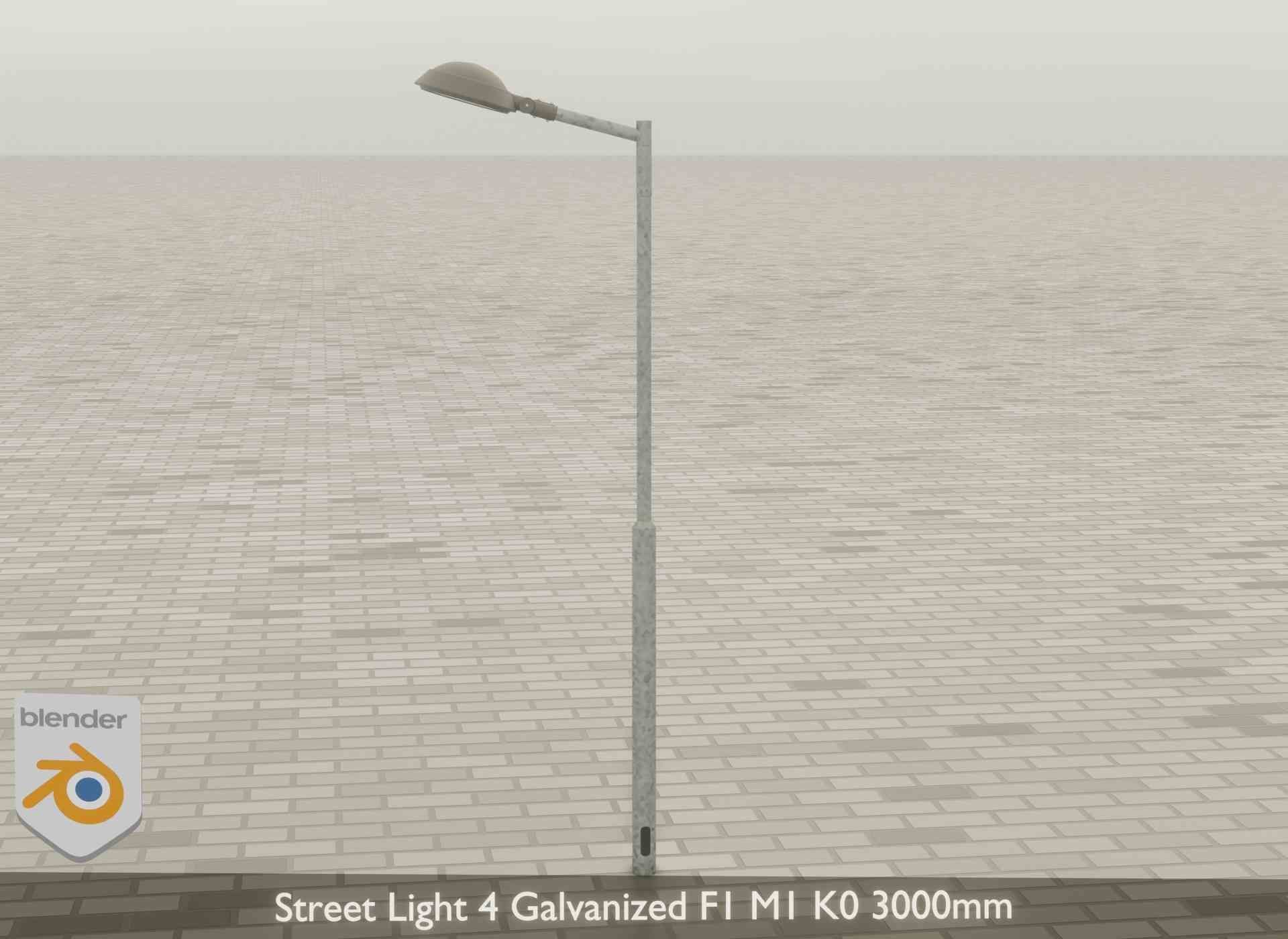 Street Light 4 Galvanized F1 M1 K0 3000mm Low-poly 3D model_40
