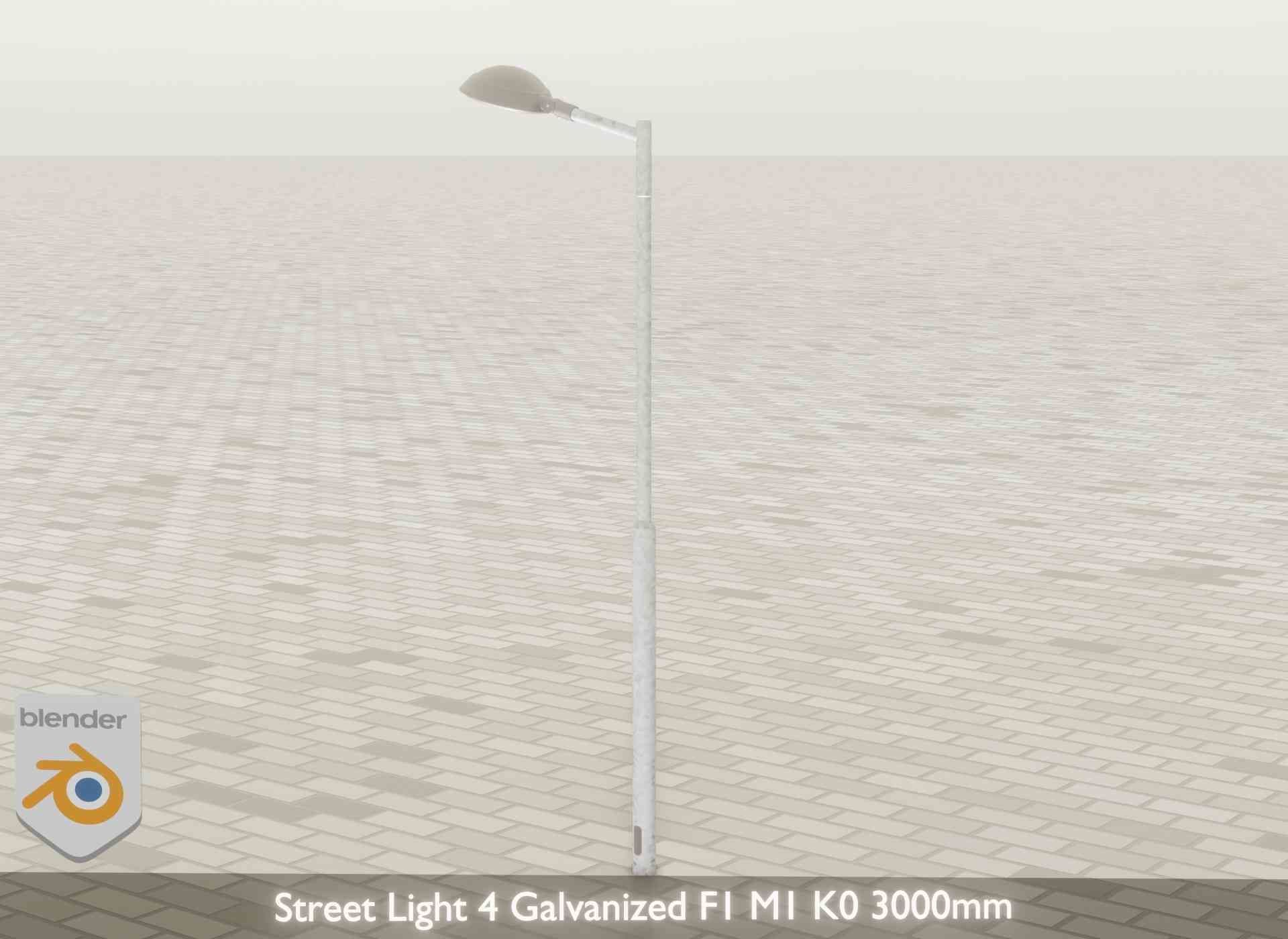 Street Light 4 Galvanized F1 M1 K0 3000mm Low-poly 3D model_45
