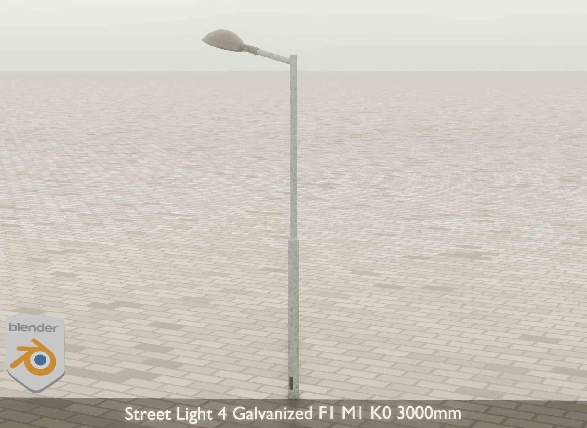 Street Light 4 Galvanized F1 M1 K0 3000mm Low-poly 3D model_44