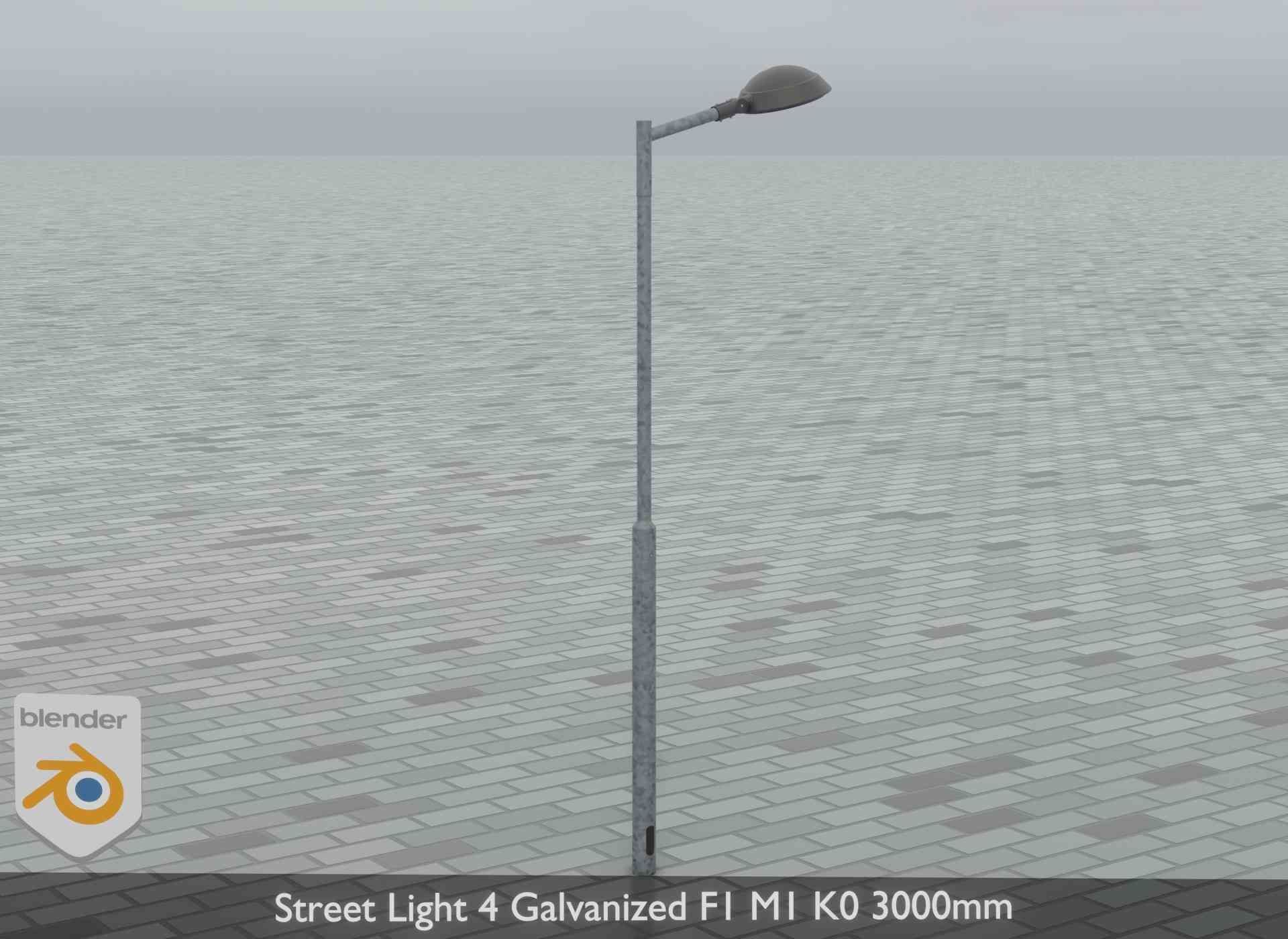 Street Light 4 Galvanized F1 M1 K0 3000mm Low-poly 3D model_18