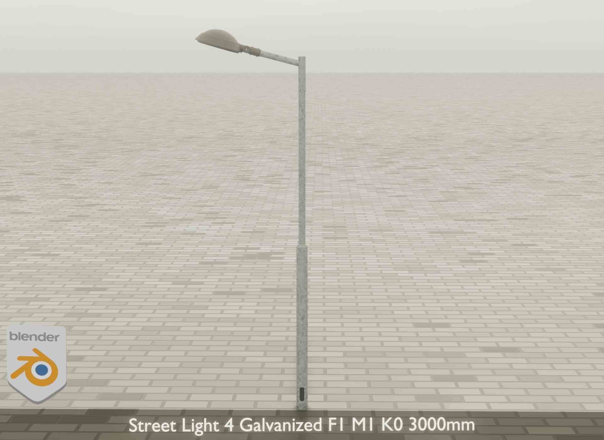 Street Light 4 Galvanized F1 M1 K0 3000mm Low-poly 3D model_41