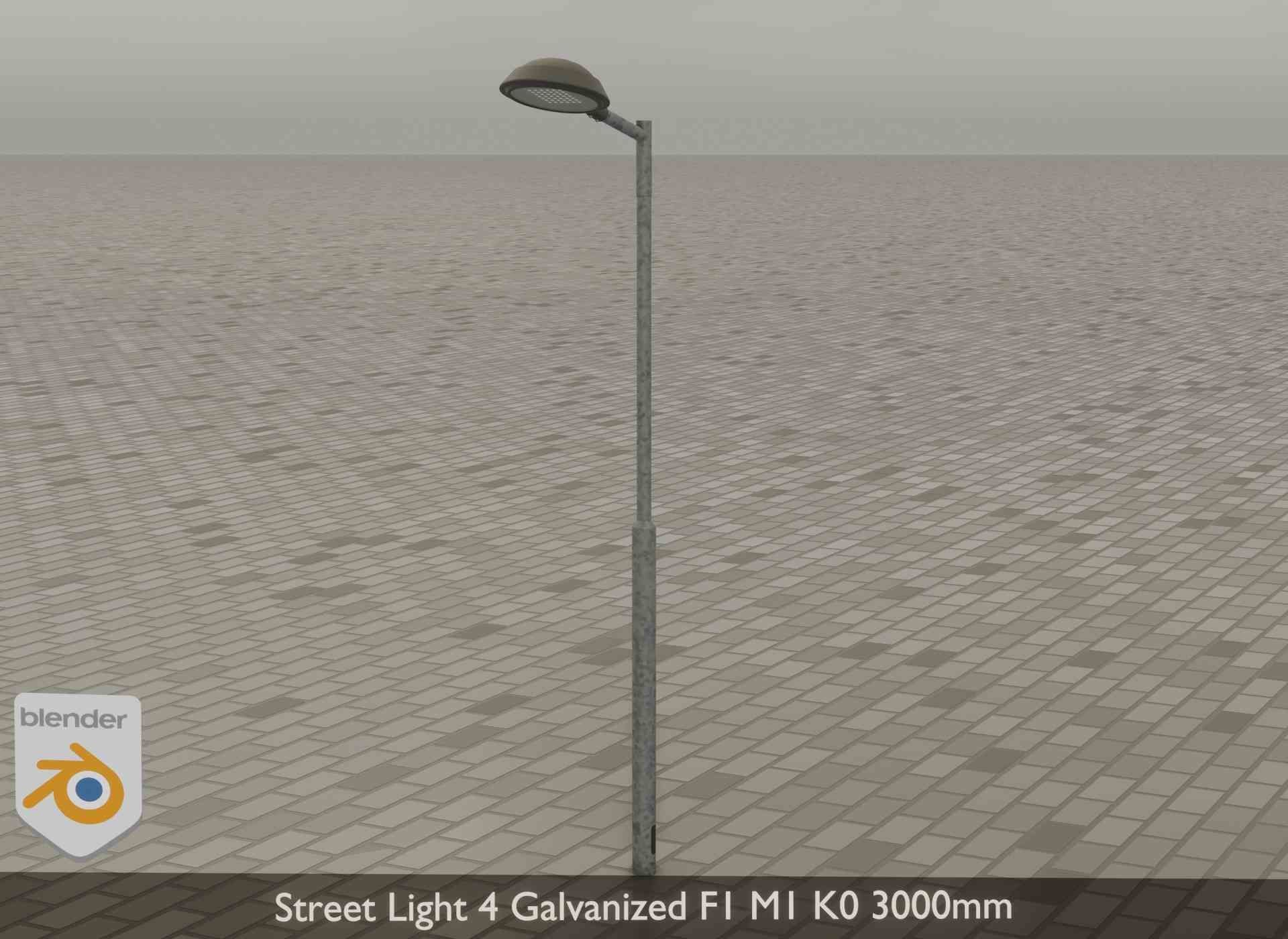 Street Light 4 Galvanized F1 M1 K0 3000mm Low-poly 3D model_34