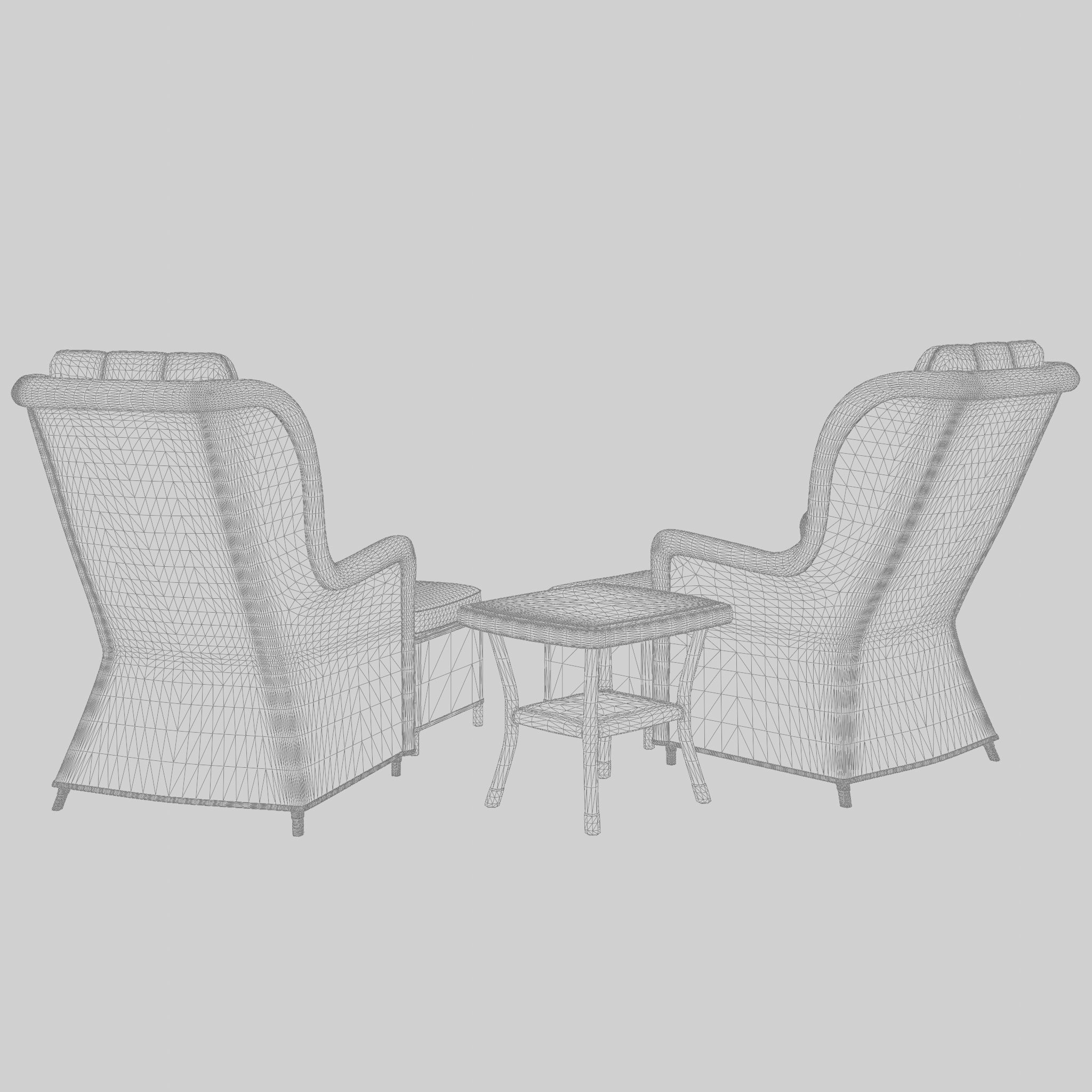 Lotus Lounge Duo Set 3D Model Low-poly 3D model_5