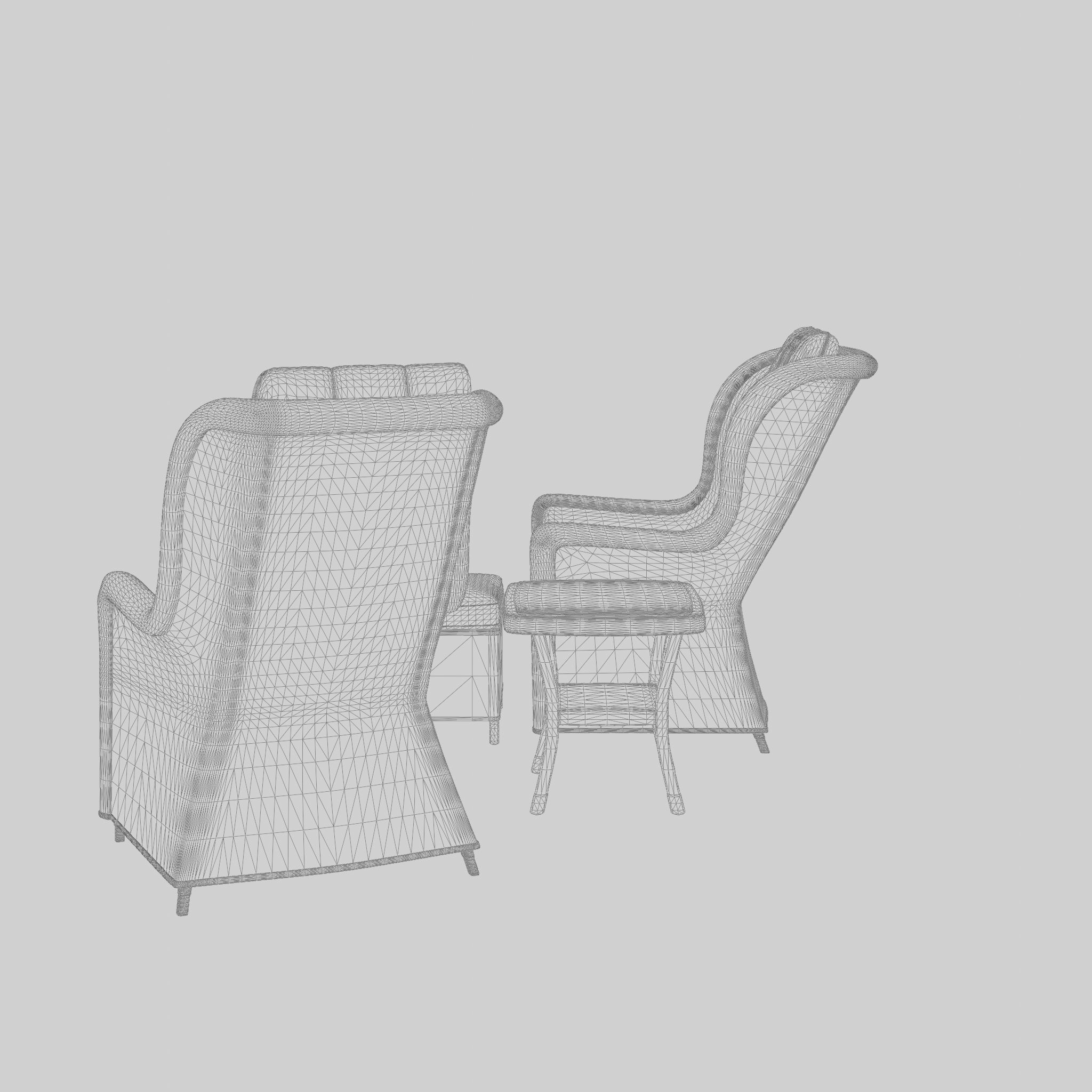 Lotus Lounge Duo Set 3D Model Low-poly 3D model_6