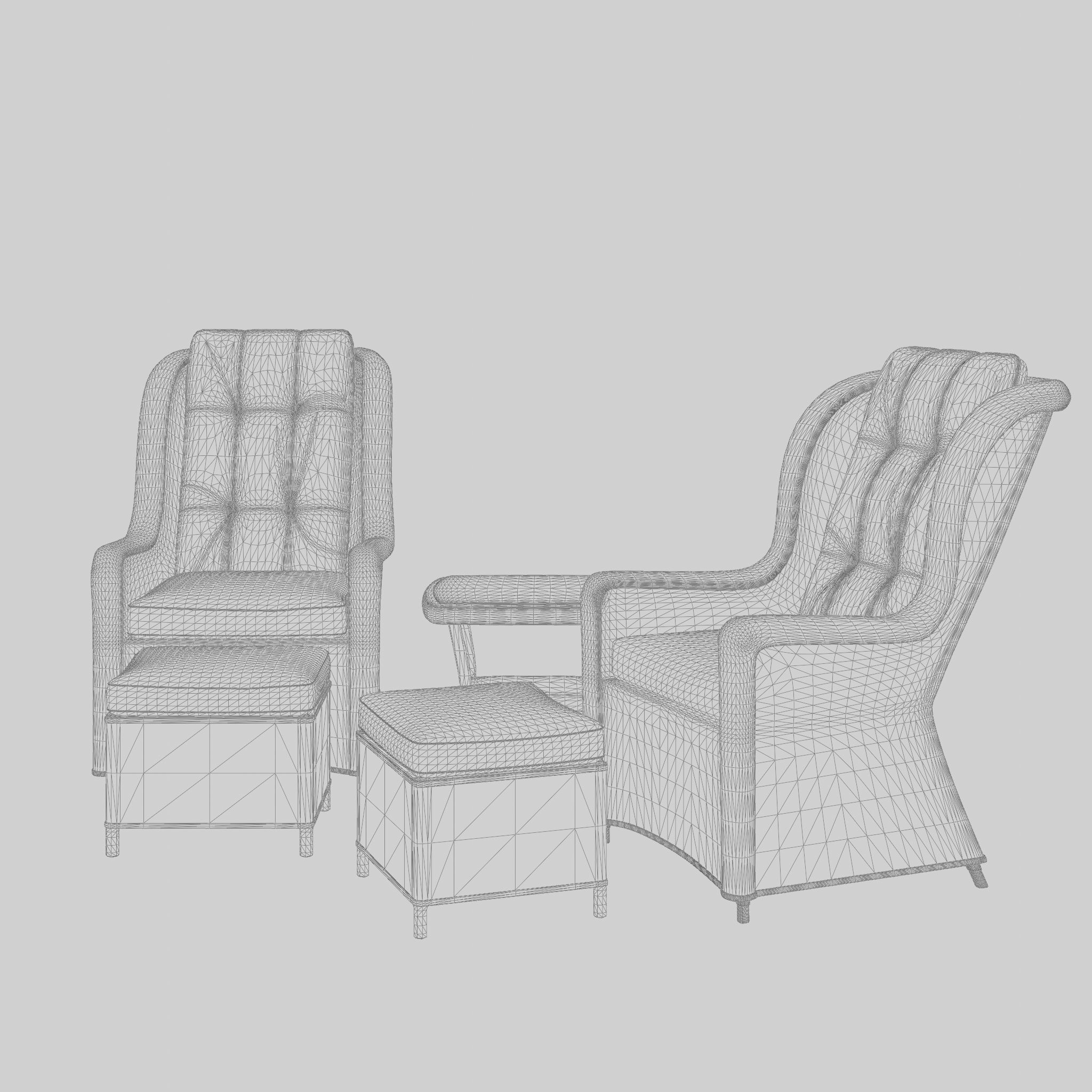 Lotus Lounge Duo Set 3D Model Low-poly 3D model_7