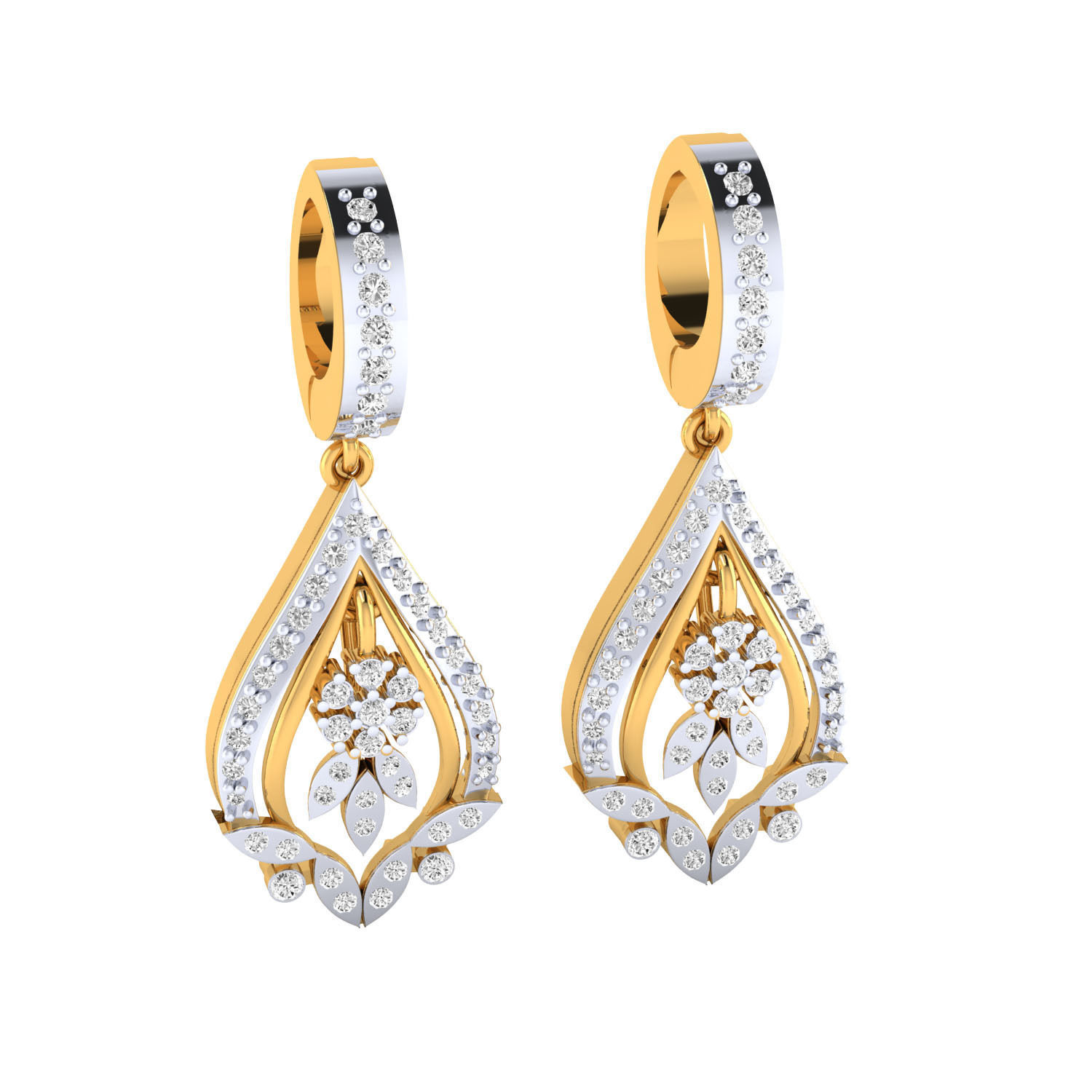 Women Long Drop Earrings STL OBJ FBX Renders Details 3D print model_18