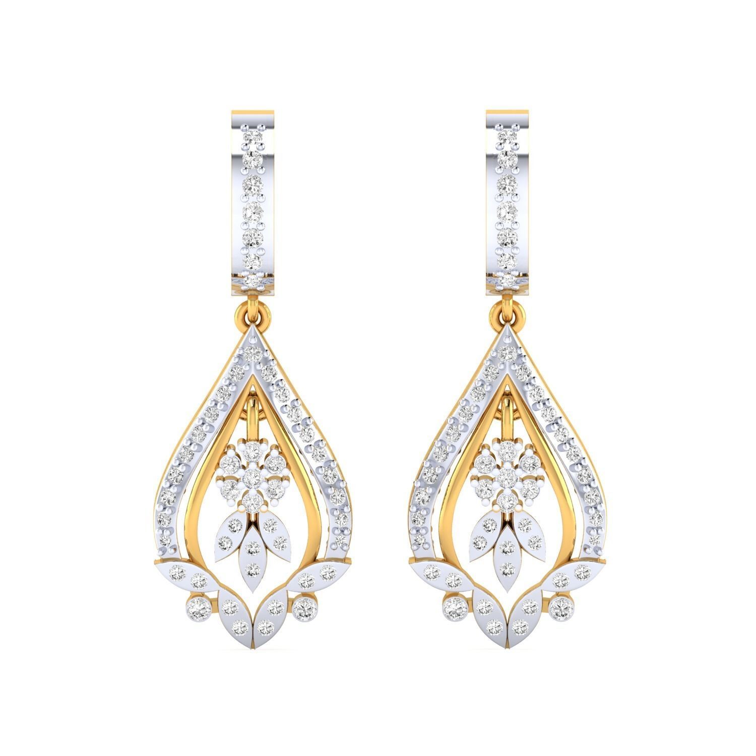 Women Long Drop Earrings STL OBJ FBX Renders Details 3D print model_17