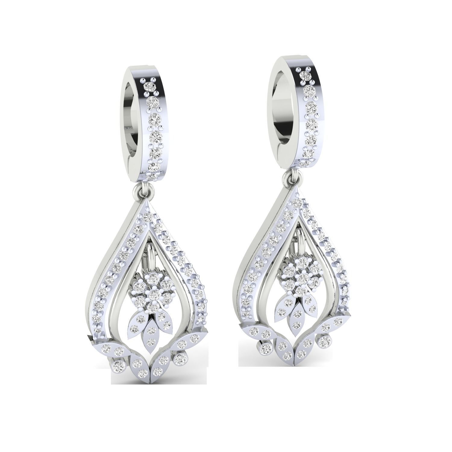 Women Long Drop Earrings STL OBJ FBX Renders Details 3D print model_3