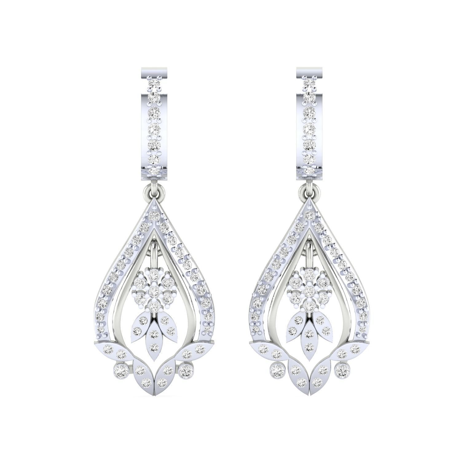 Women Long Drop Earrings STL OBJ FBX Renders Details 3D print model_15