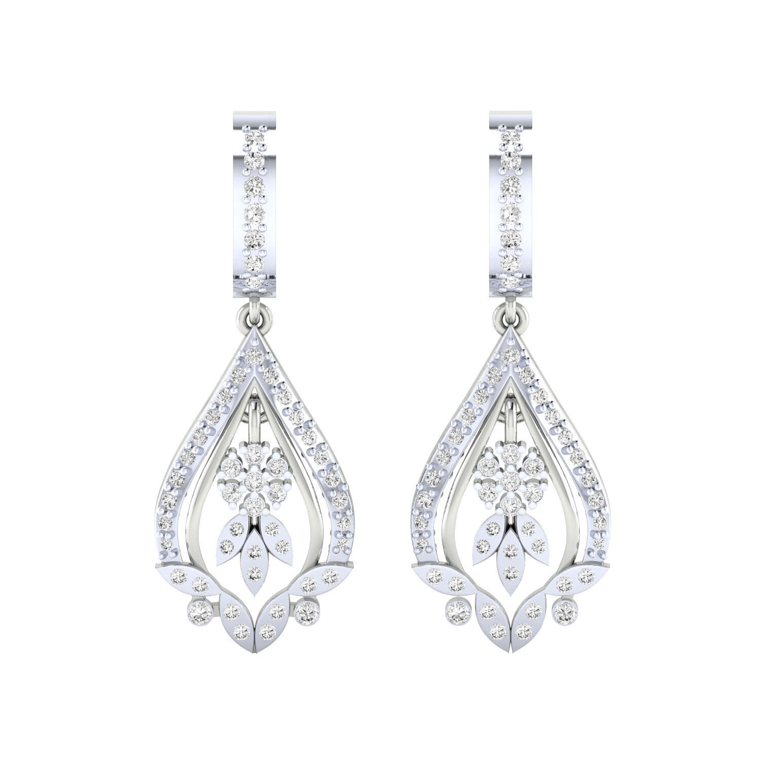 Women Long Drop Earrings STL OBJ FBX Renders Details 3D print model_14