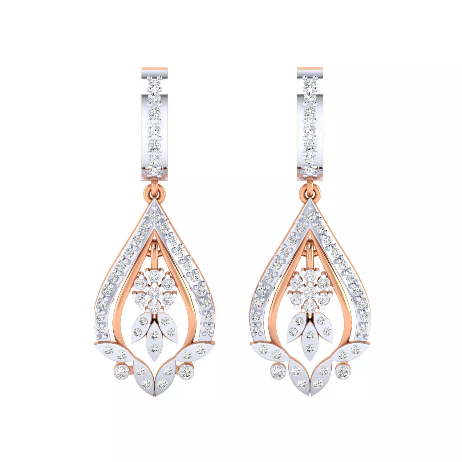 Women Long Drop Earrings STL OBJ FBX Renders Details 3D print model_0