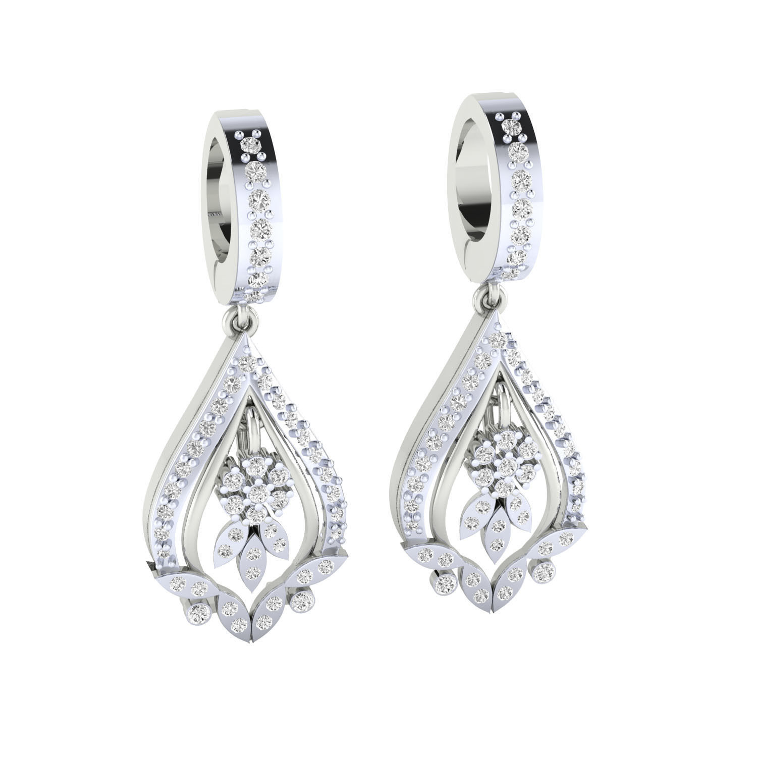 Women Long Drop Earrings STL OBJ FBX Renders Details 3D print model_2