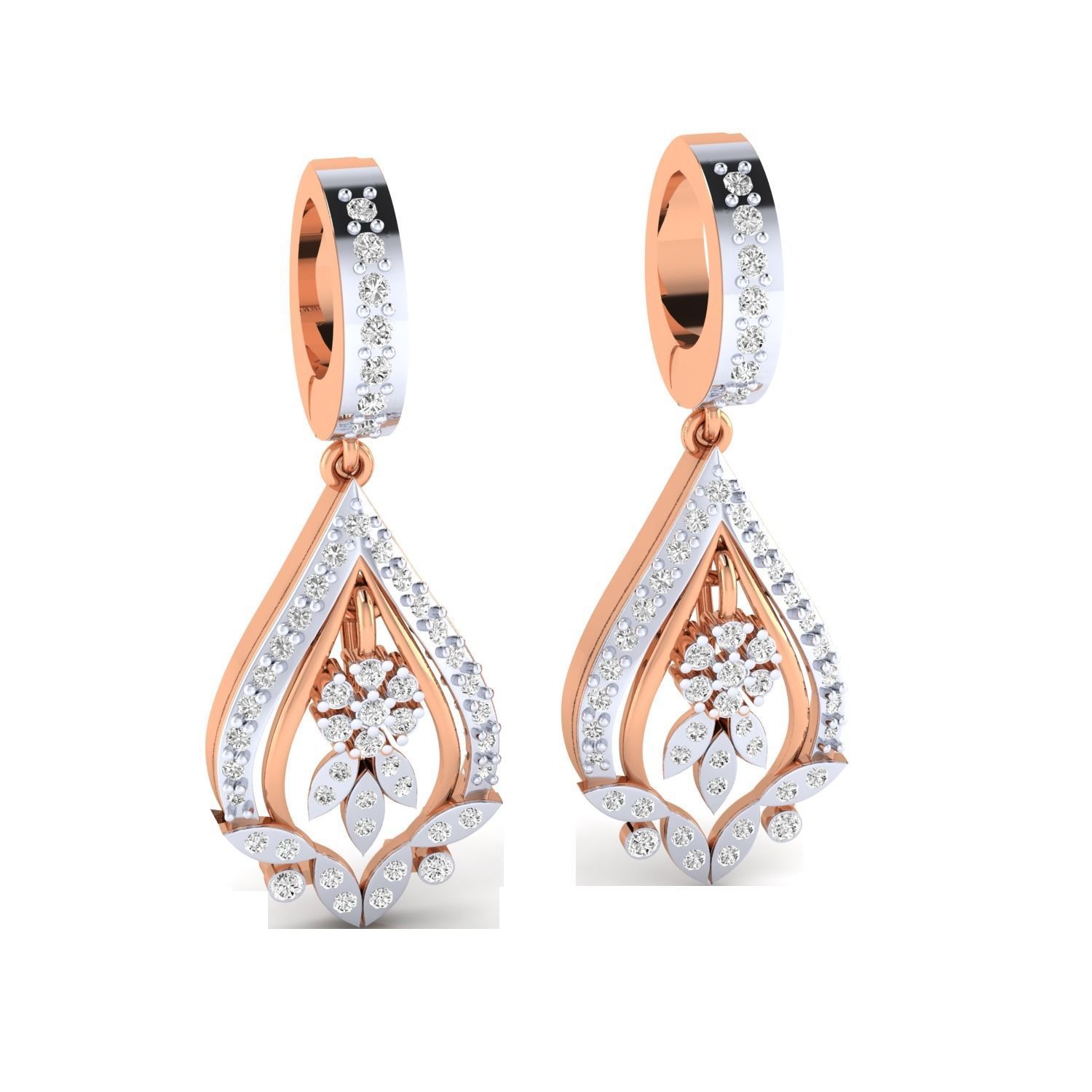 Women Long Drop Earrings STL OBJ FBX Renders Details 3D print model_11